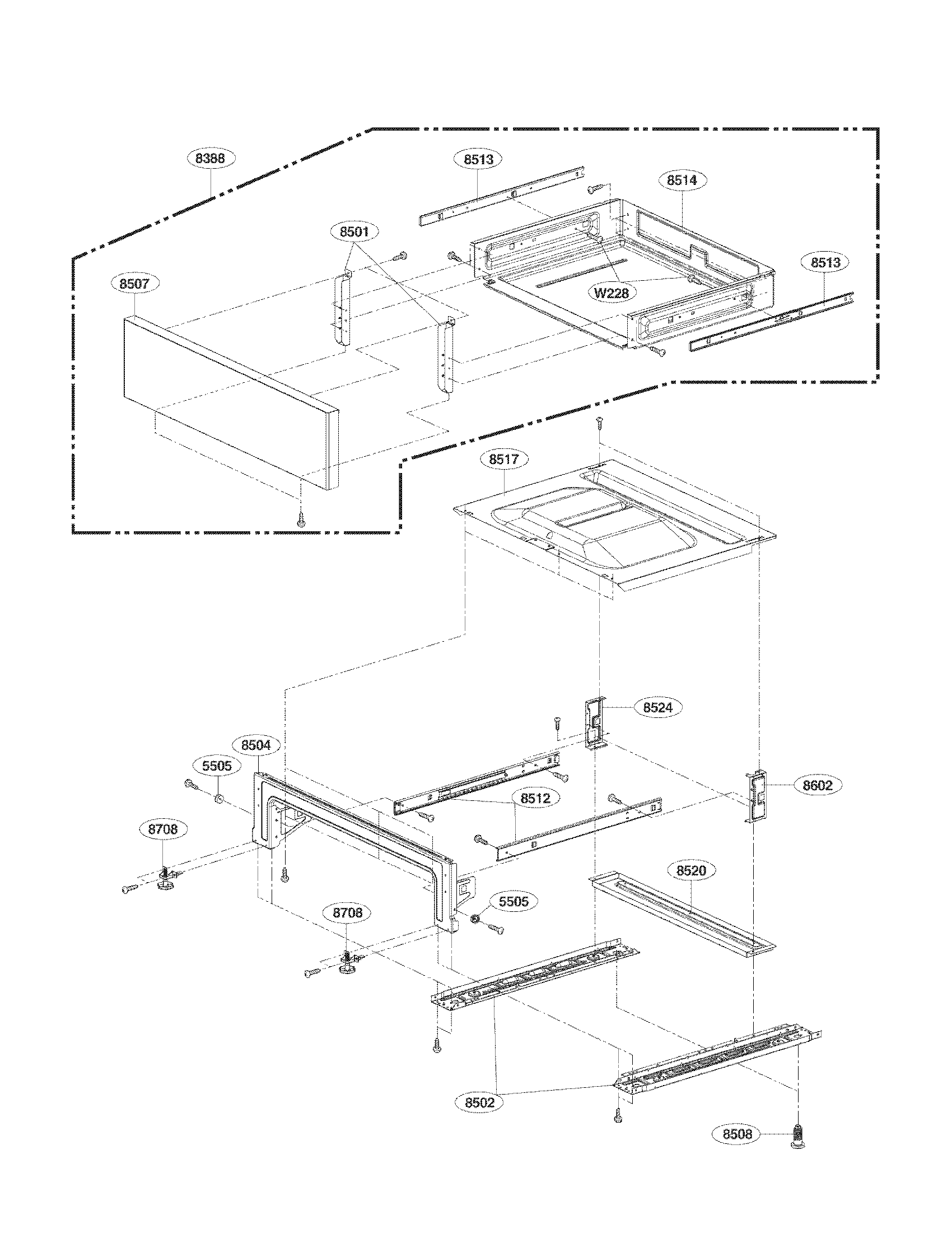 LG LRE3023SW drawer parts diagram
