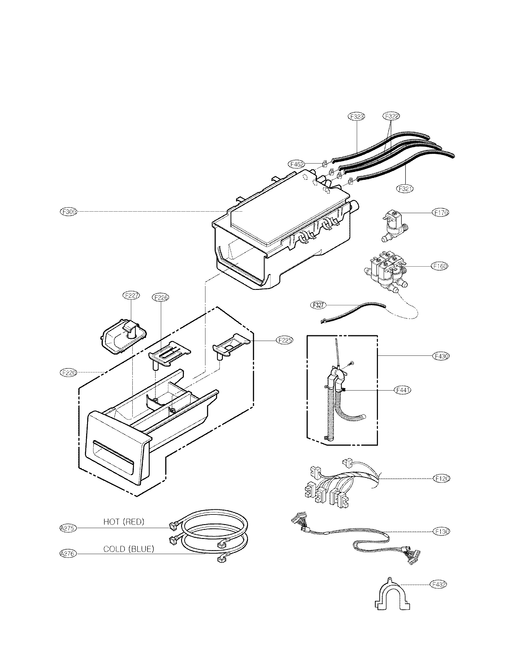 LG WM2487HWM dispenser assembly parts diagram