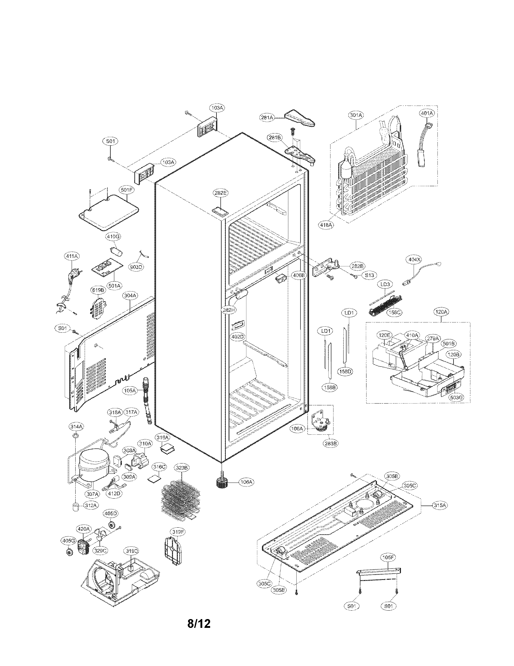 Kenmore 79568032210 case parts diagram