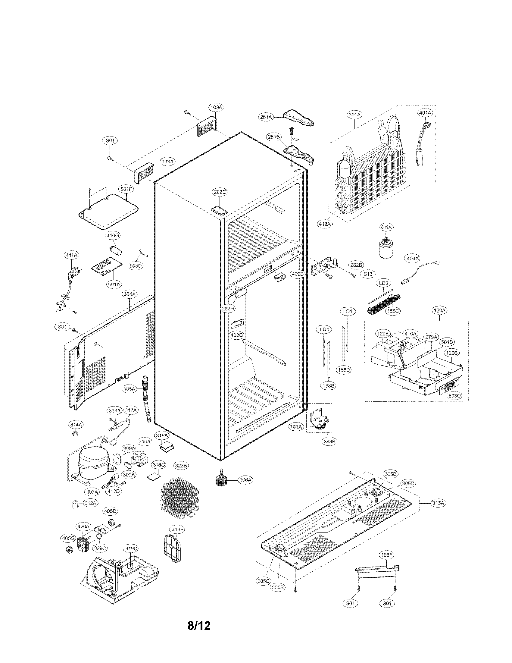 Kenmore 79579432210 case parts diagram