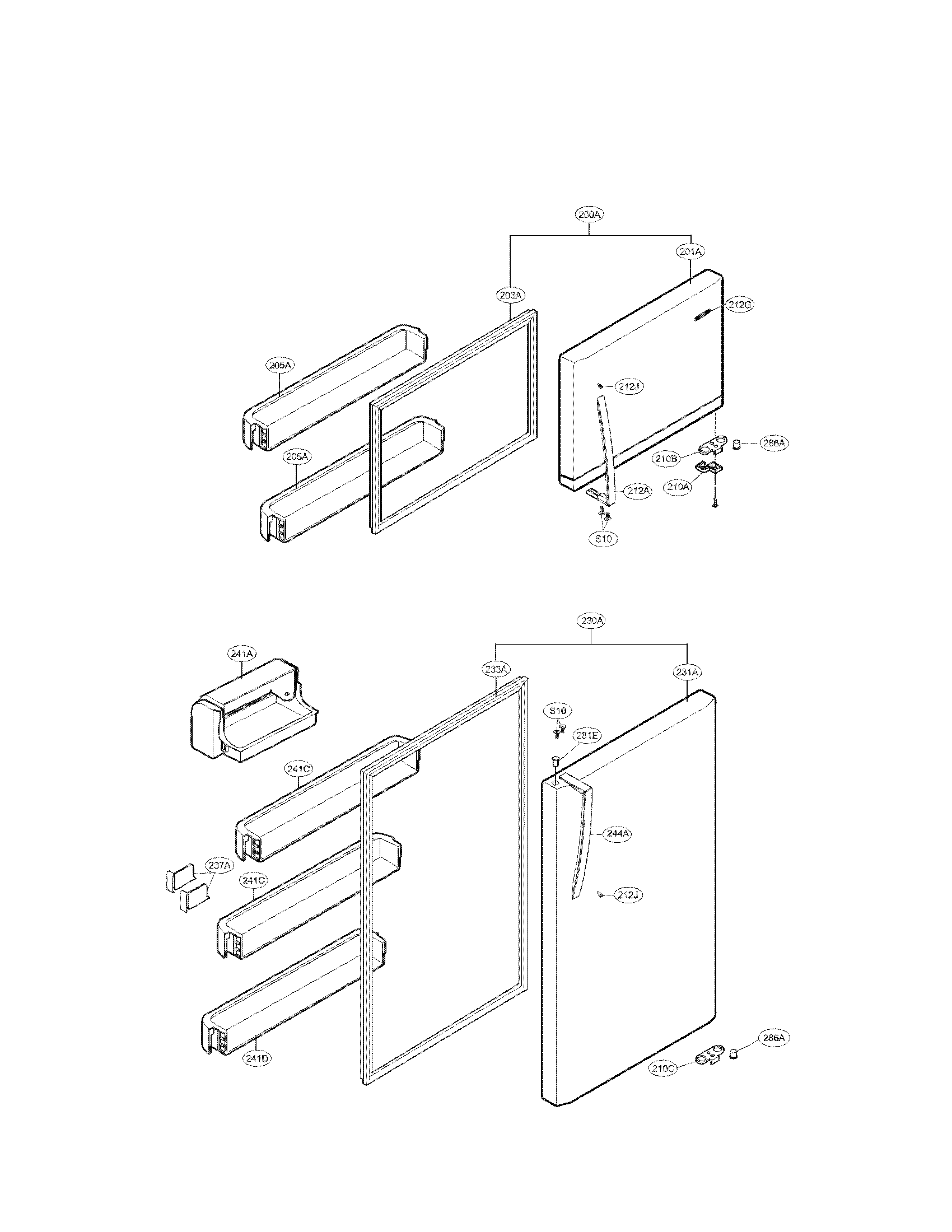 Kenmore 79579432210 door parts diagram