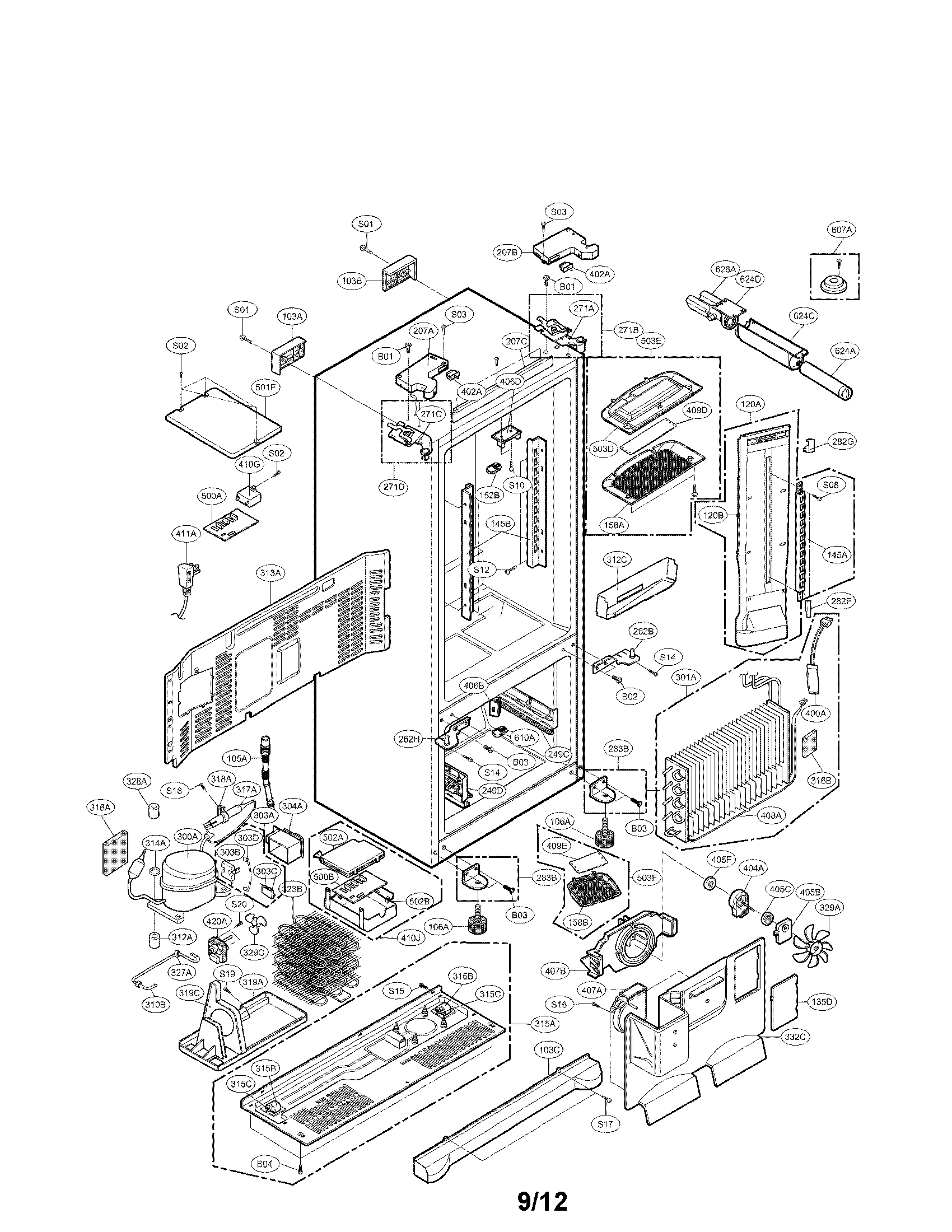 LG LFX21971ST/01 case parts diagram