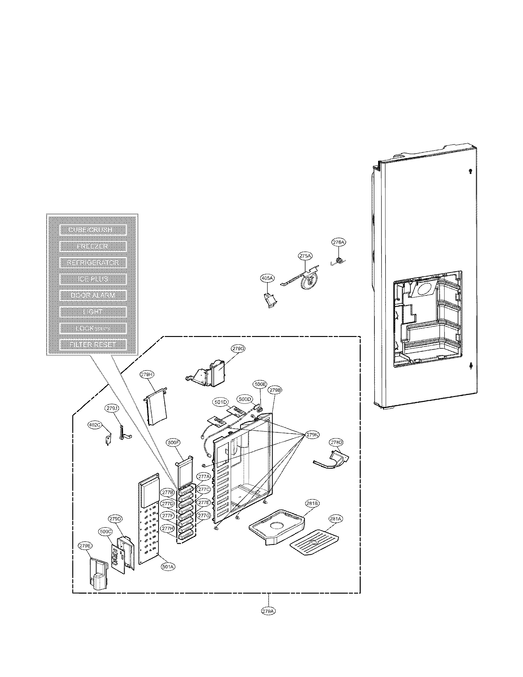 LG LFX21971ST/01 dispenser parts diagram
