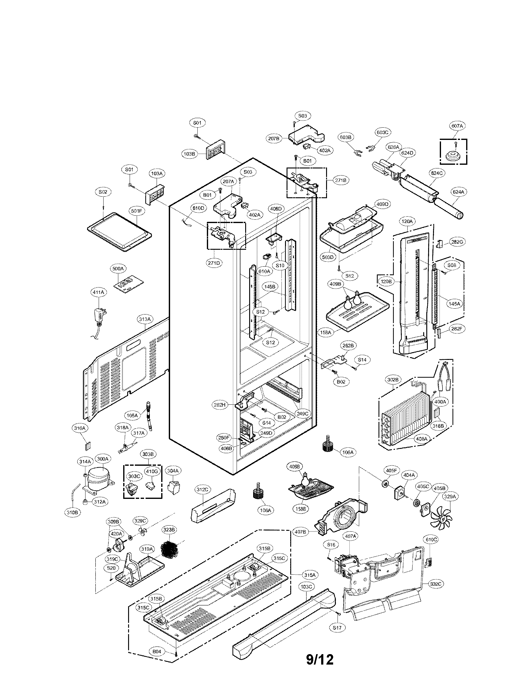 LG LFX25961AL/01 case parts diagram