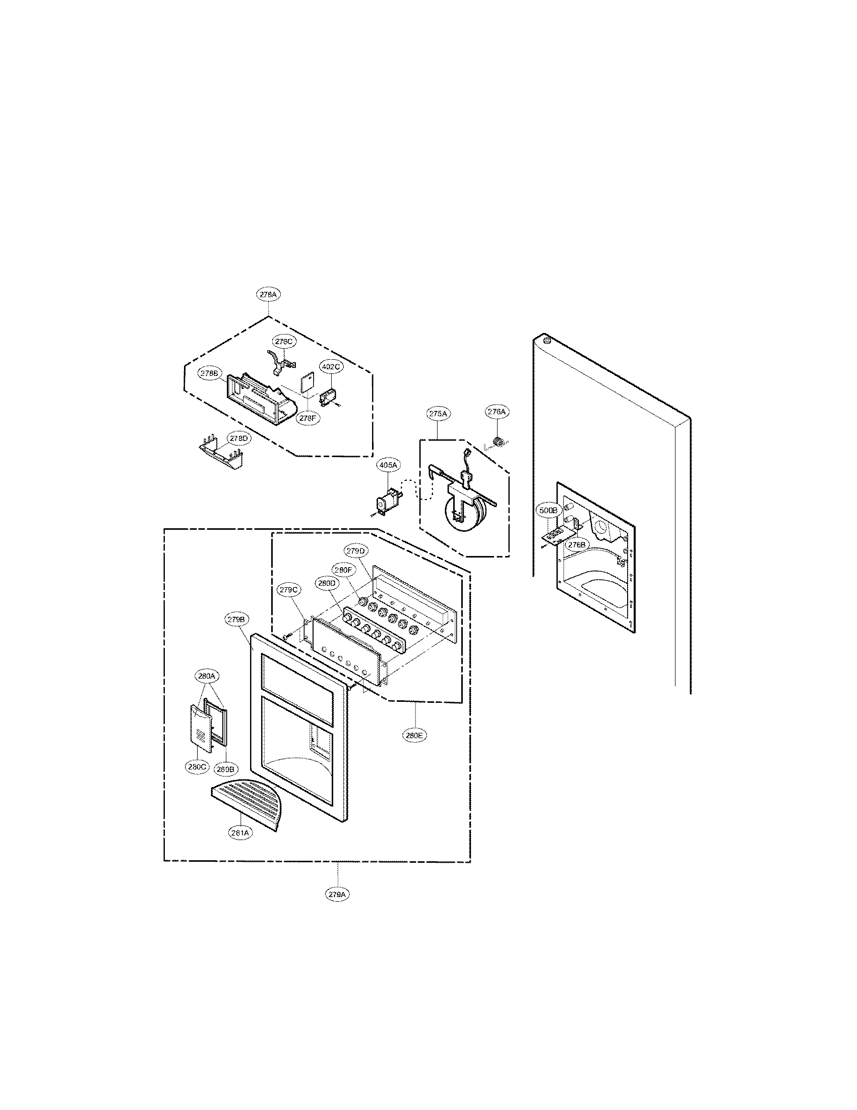 LG LFX25961AL/01 dispenser parts diagram