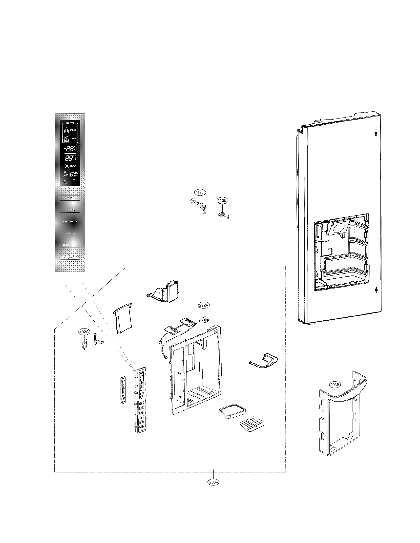 Kenmore Elite 79572122210 dispenser parts diagram