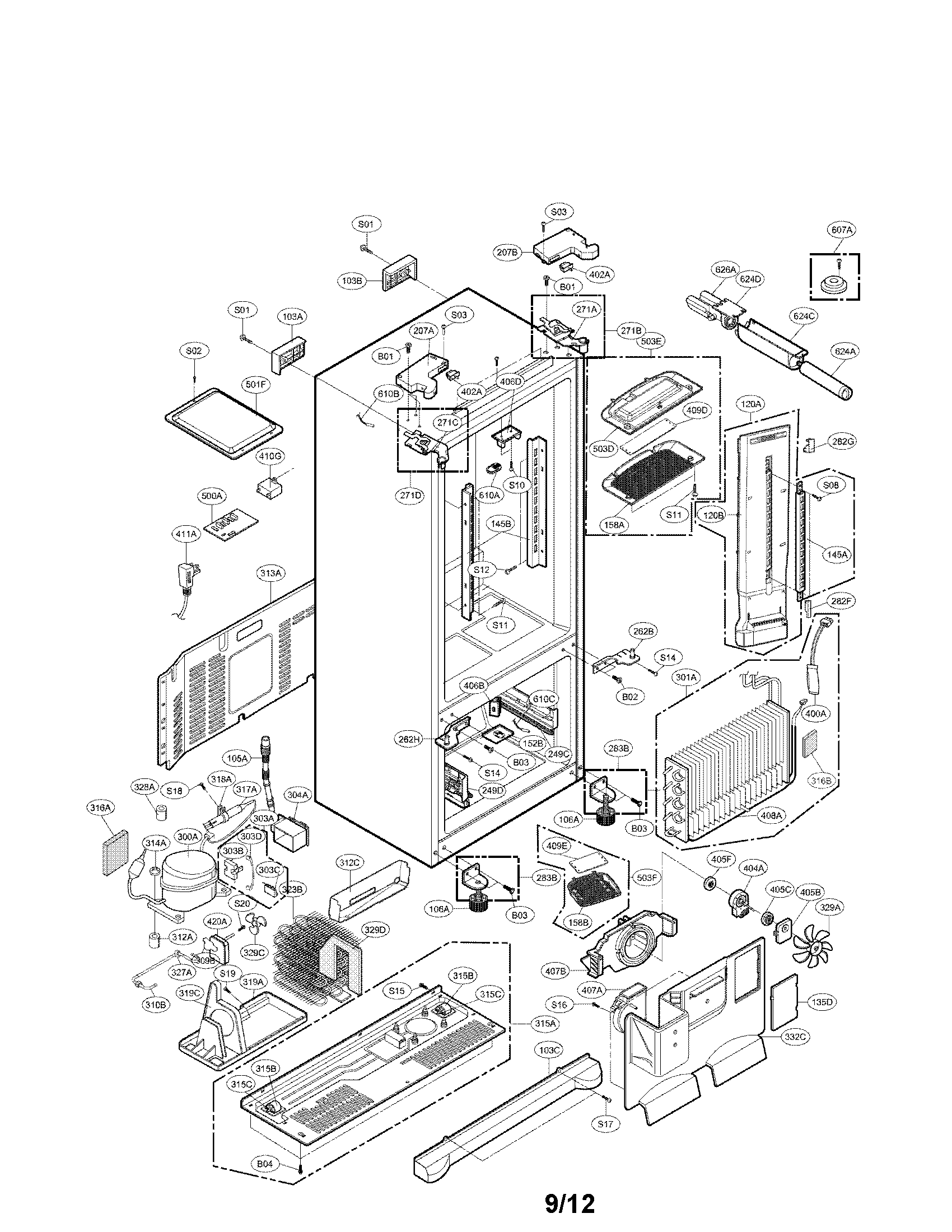 LG LFX25971ST/02 case parts diagram