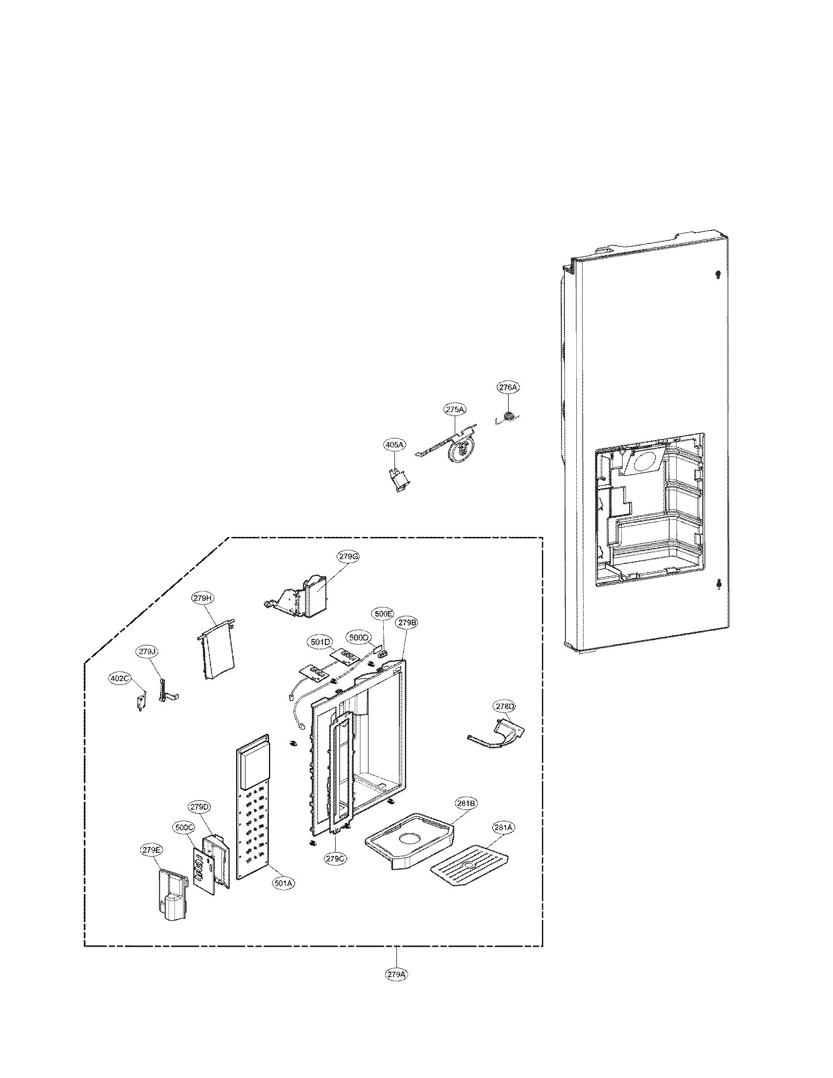 LG LFX25971ST/02 dispenser parts diagram