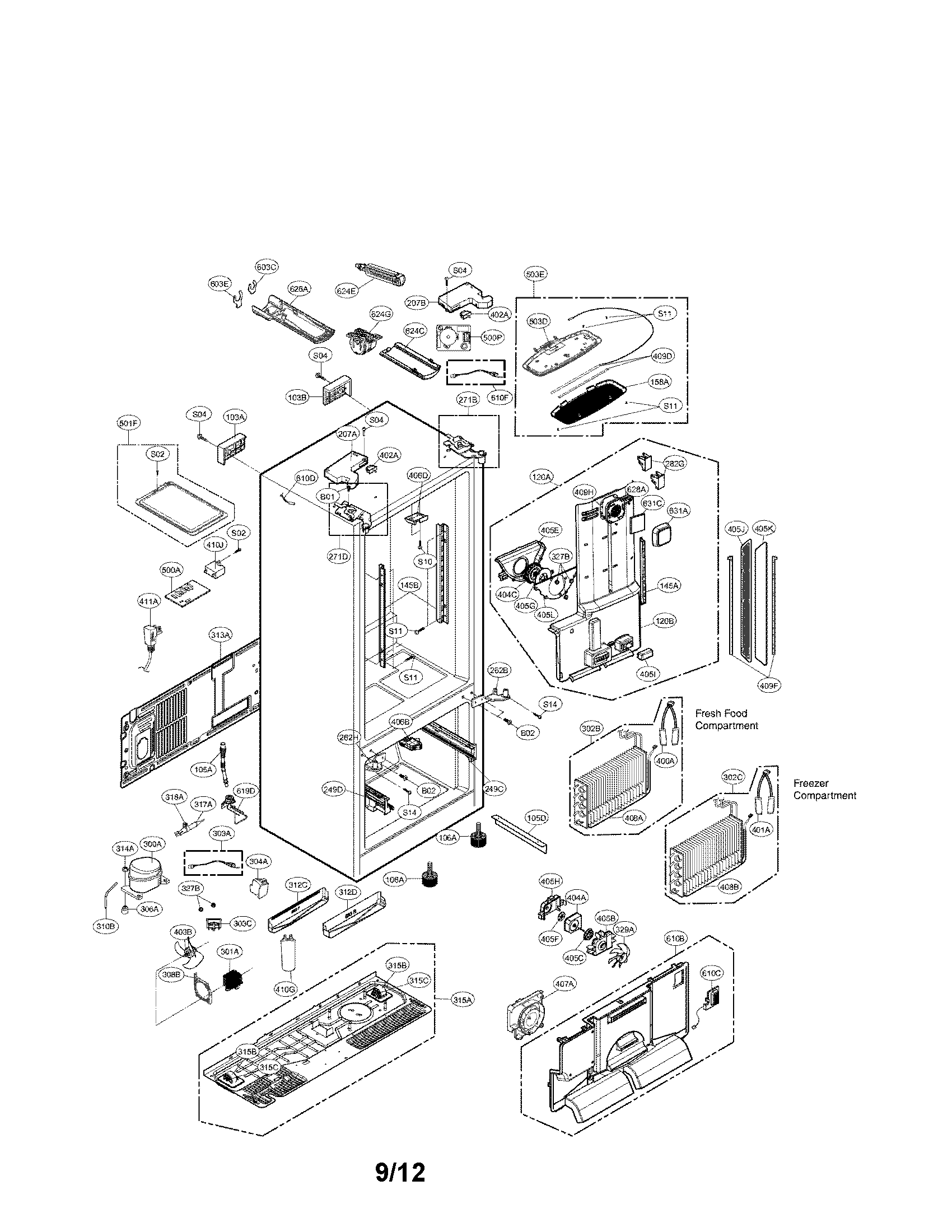 LG LFX31945ST/01 case parts diagram