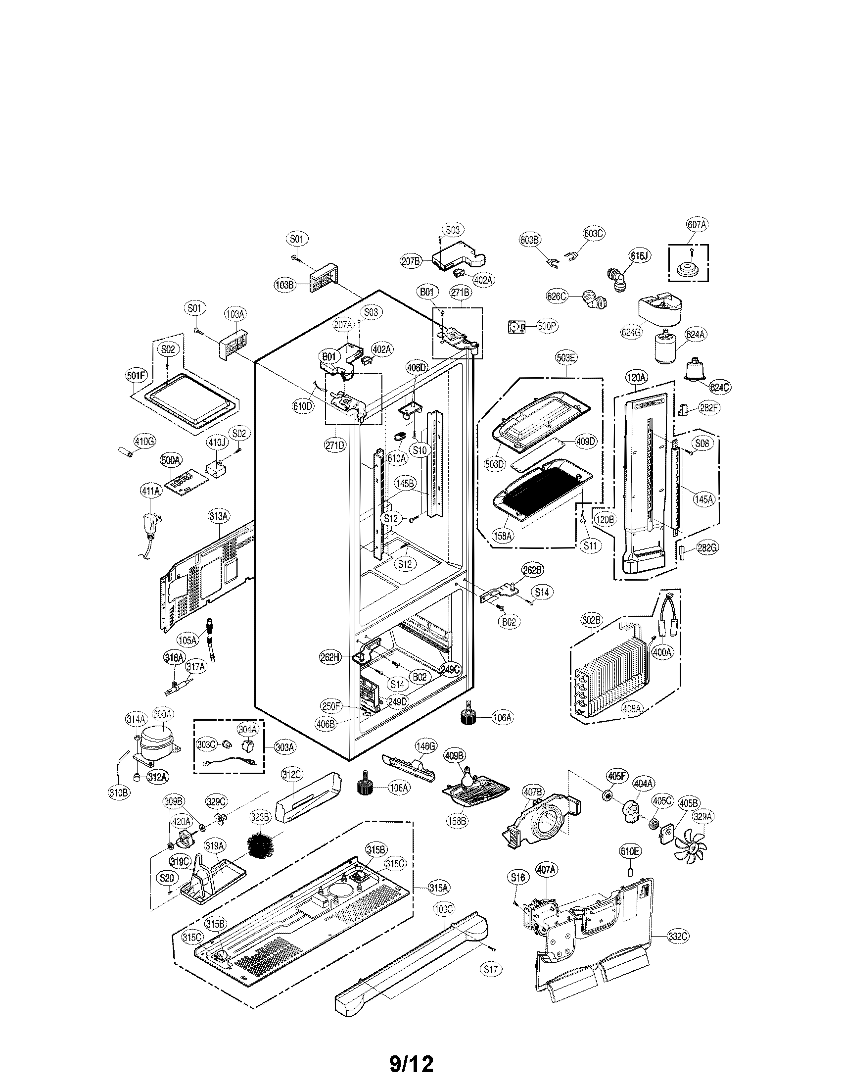 LG LFX25974SB/01 case parts diagram