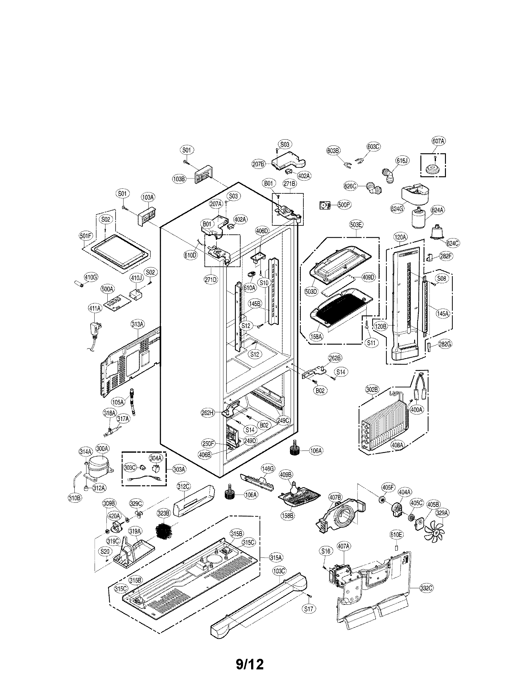 LG LFX25974SW/01 case parts diagram
