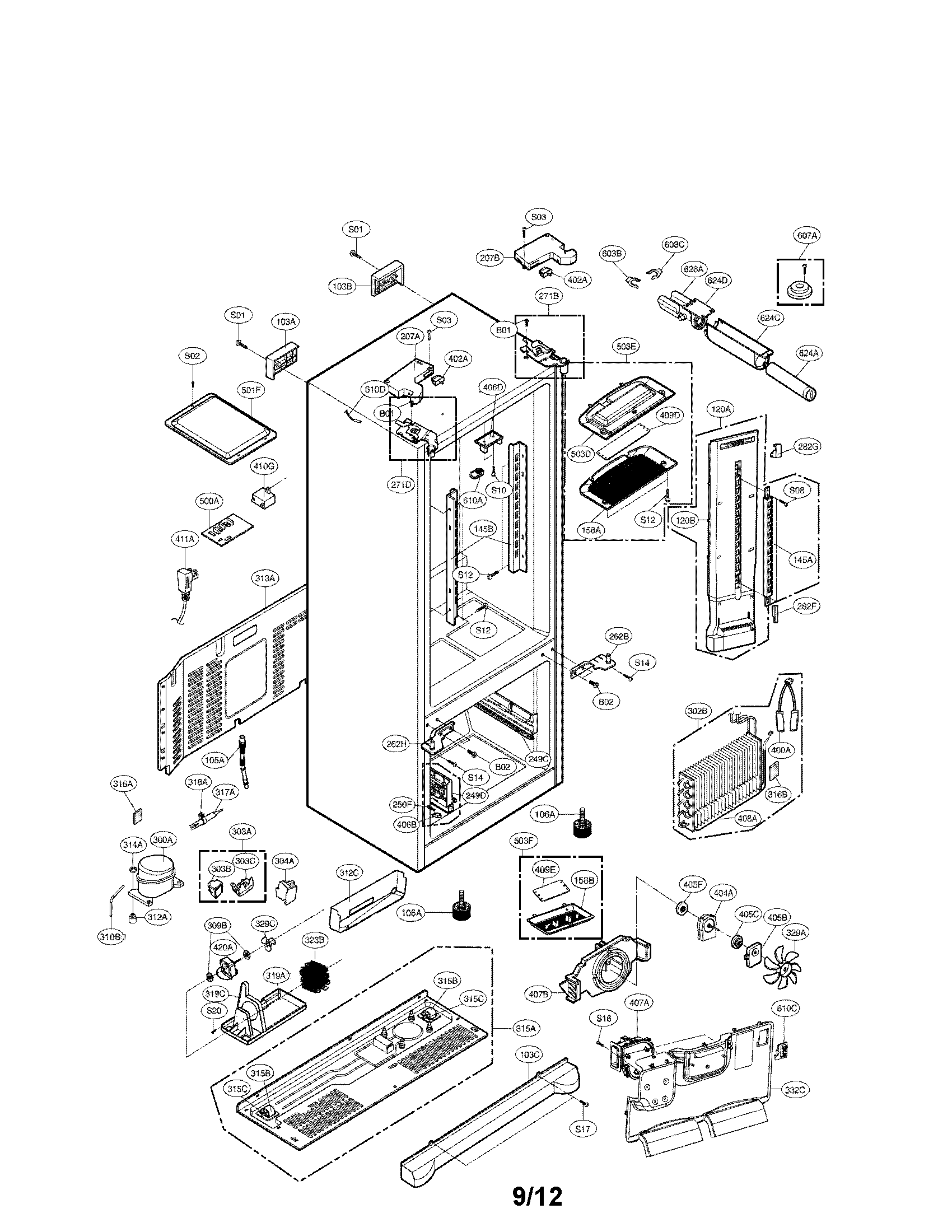 LG LFX25975SB/03 case parts diagram