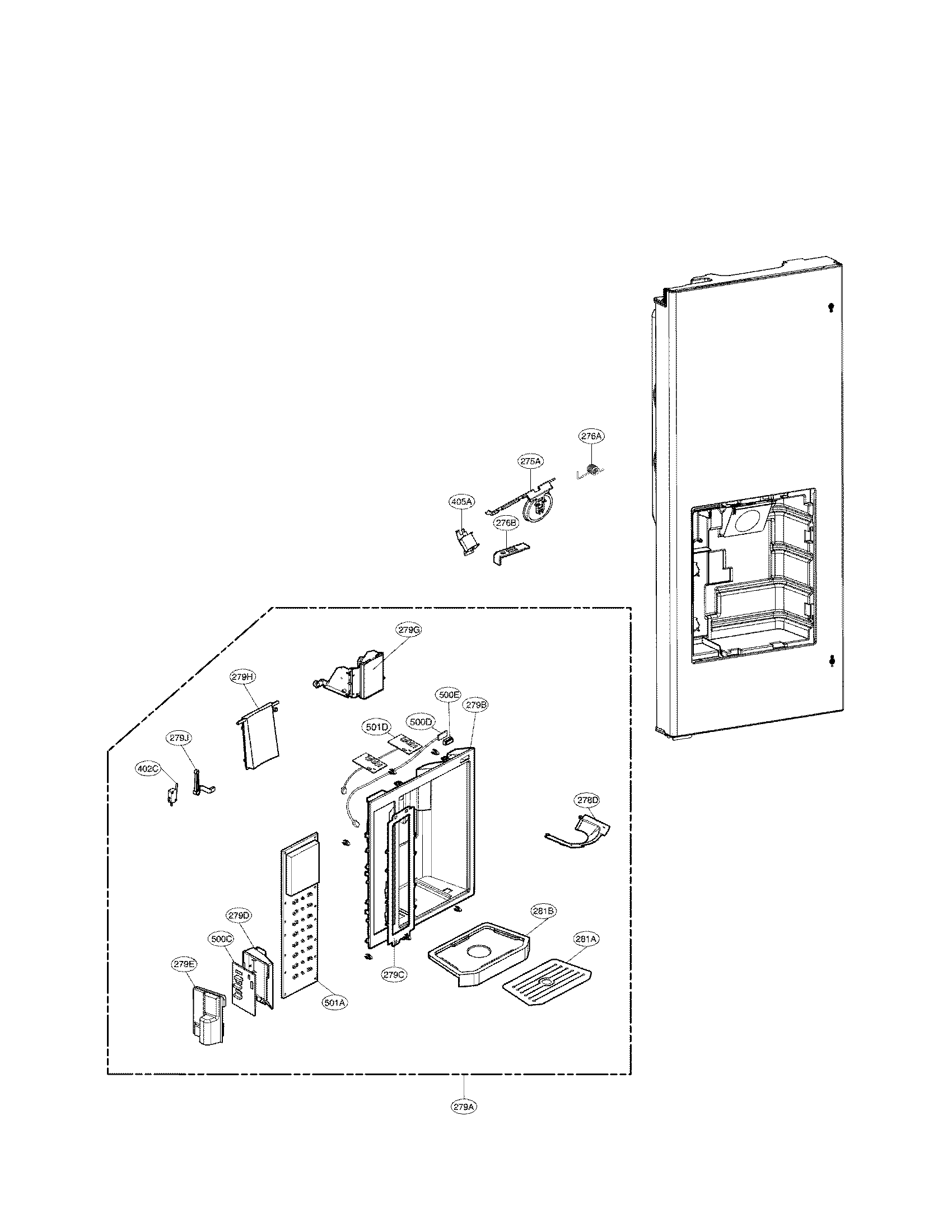 LG LFX25975SB/03 dispenser parts diagram