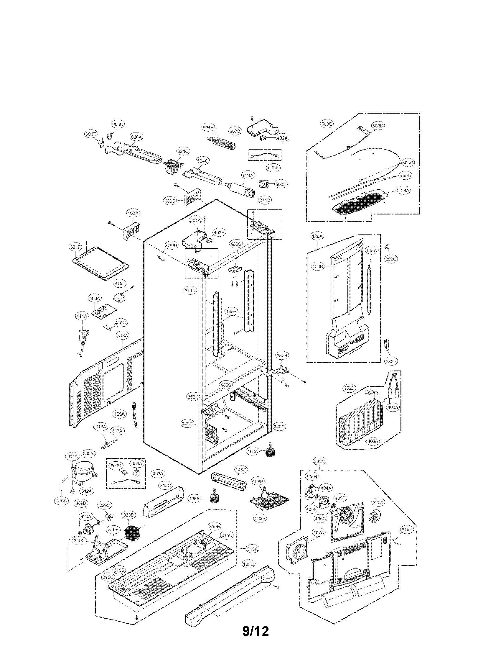 LG LFX28968ST/01 case parts diagram
