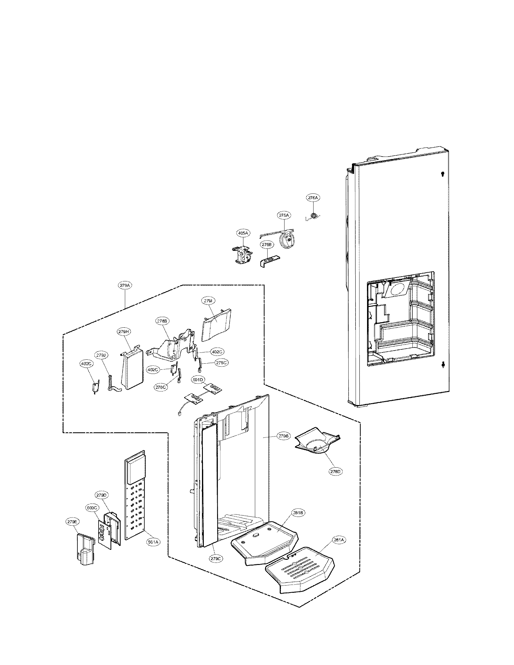 LG LFX28977SW/01 dispenser parts diagram