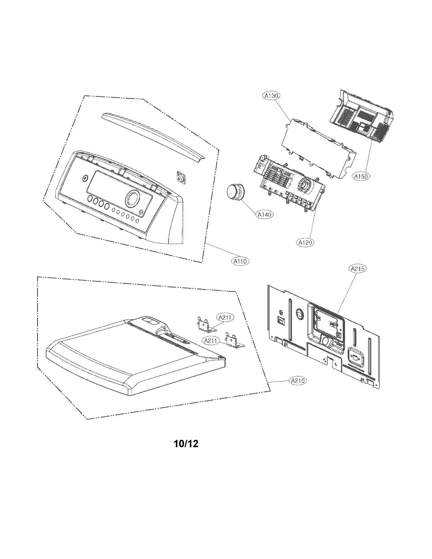 LG DLG4871W control panel and plate assembly parts diagram
