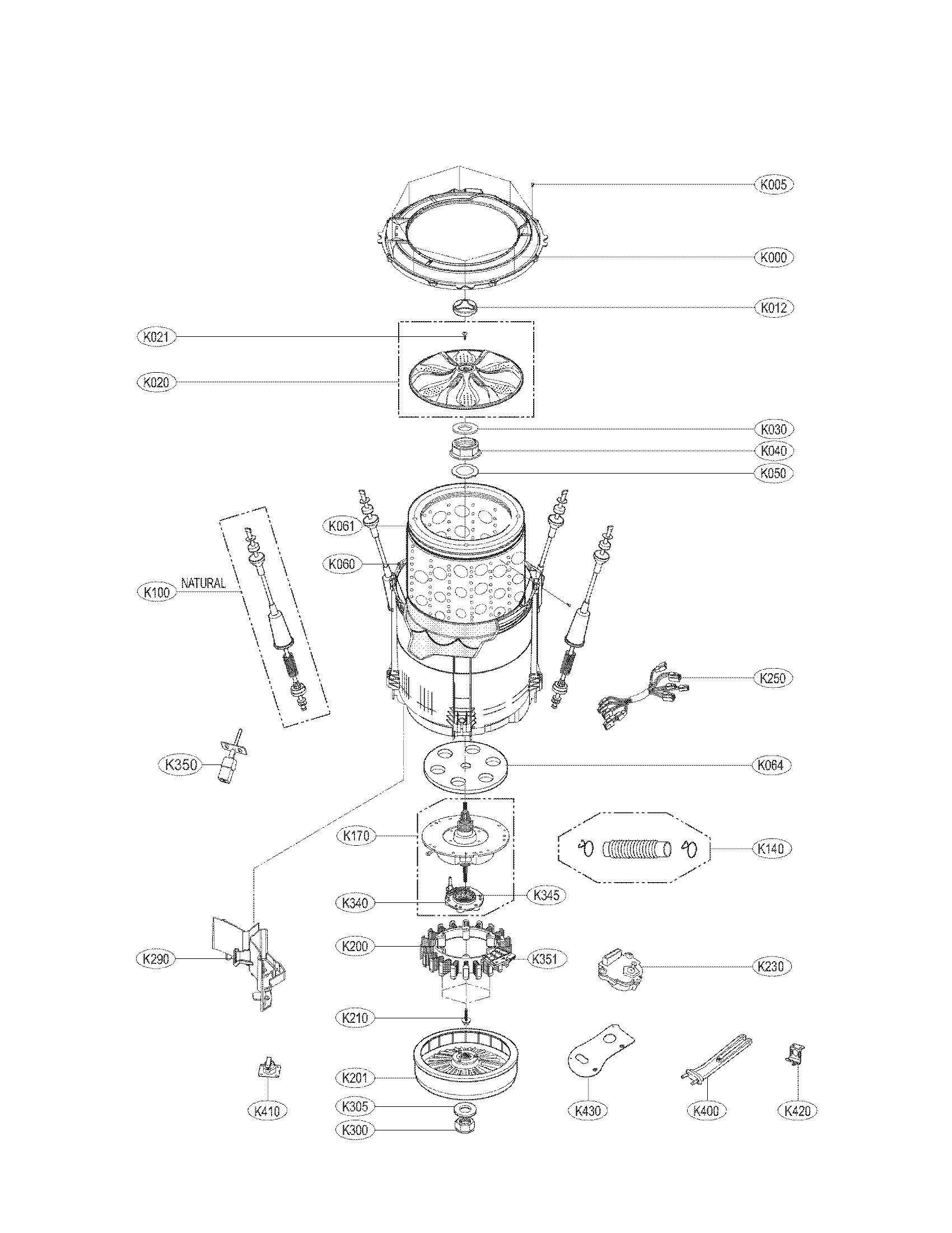 LG WT6001HW tub assembly parts diagram