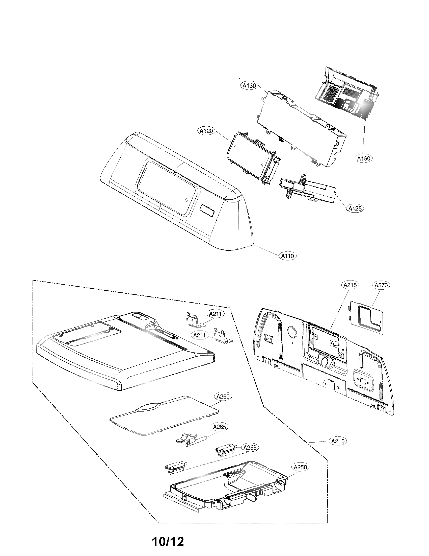 LG DLEX6001W control panel and plate assembly parts diagram