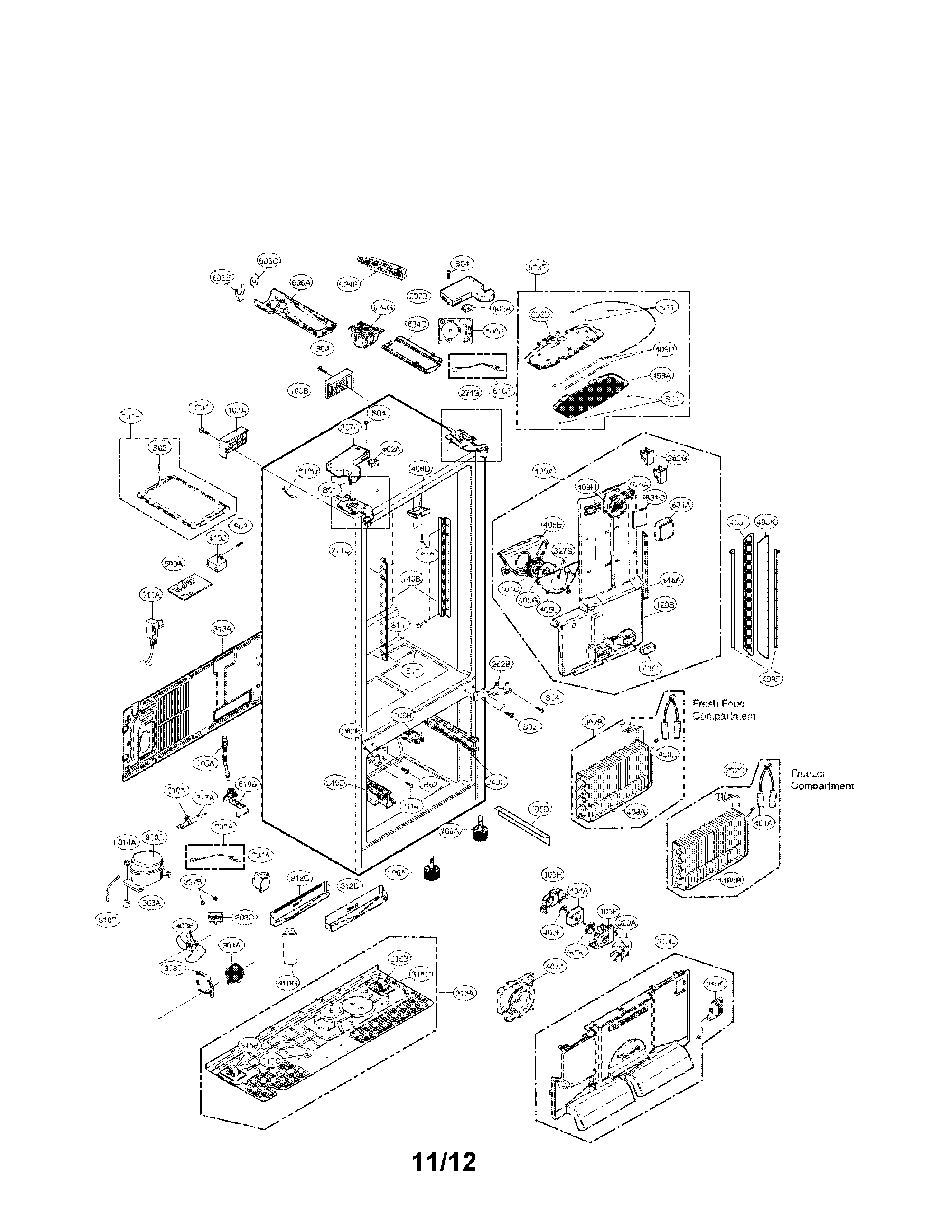 LG LFX31925ST/01 case parts diagram