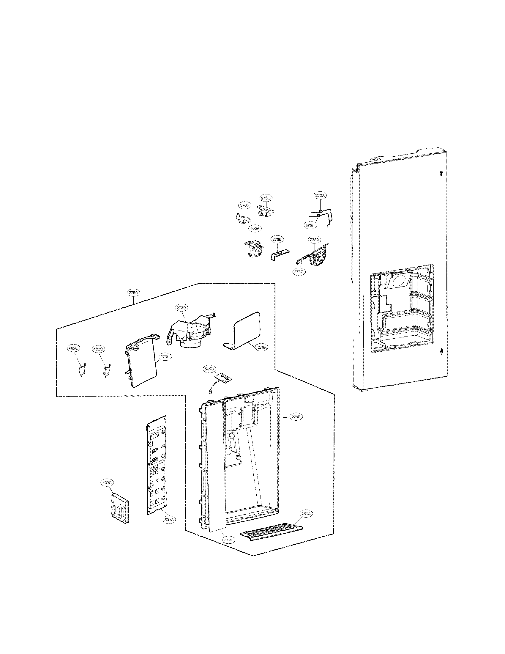 LG LFX31925ST/01 dispenser parts diagram