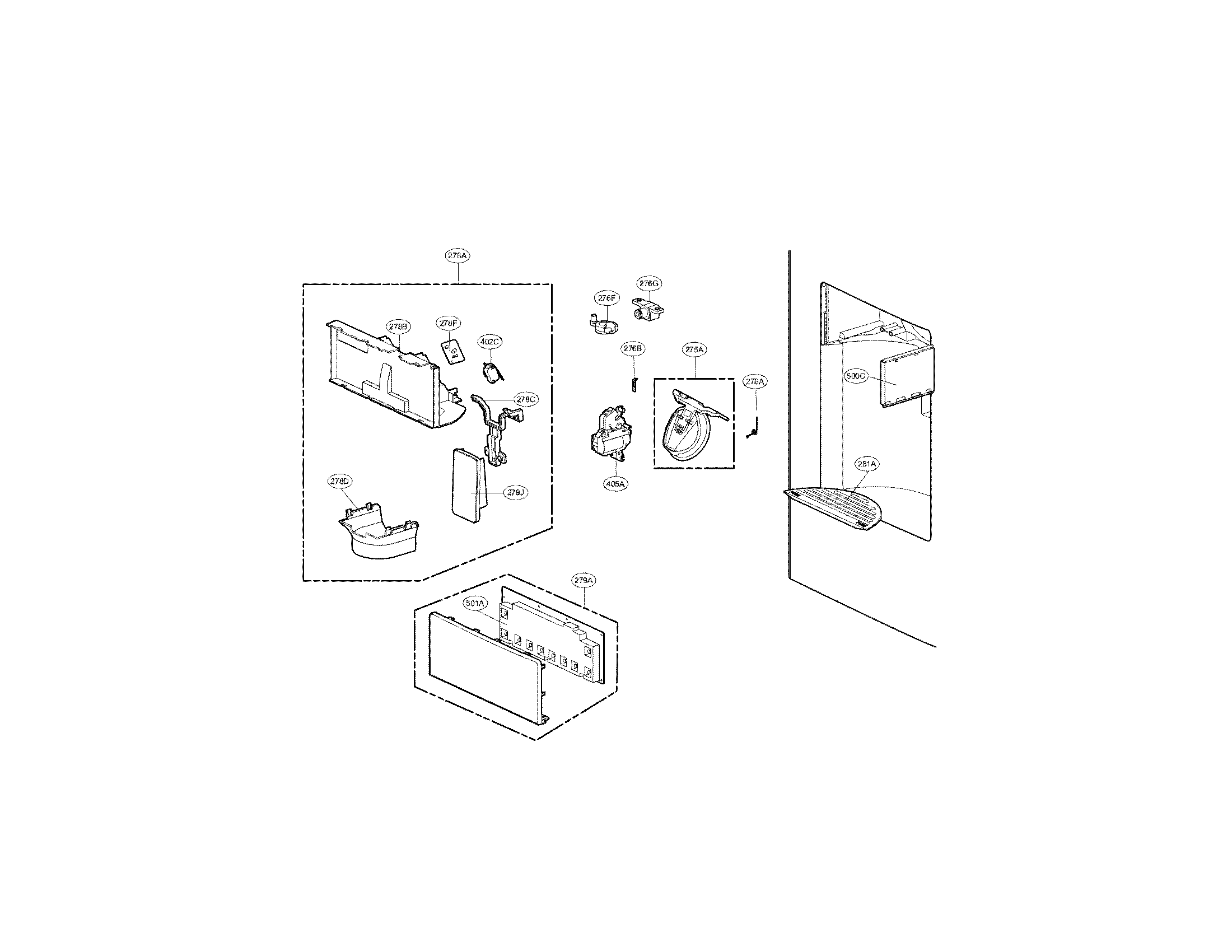 Kenmore 79571099111 dispenser parts diagram