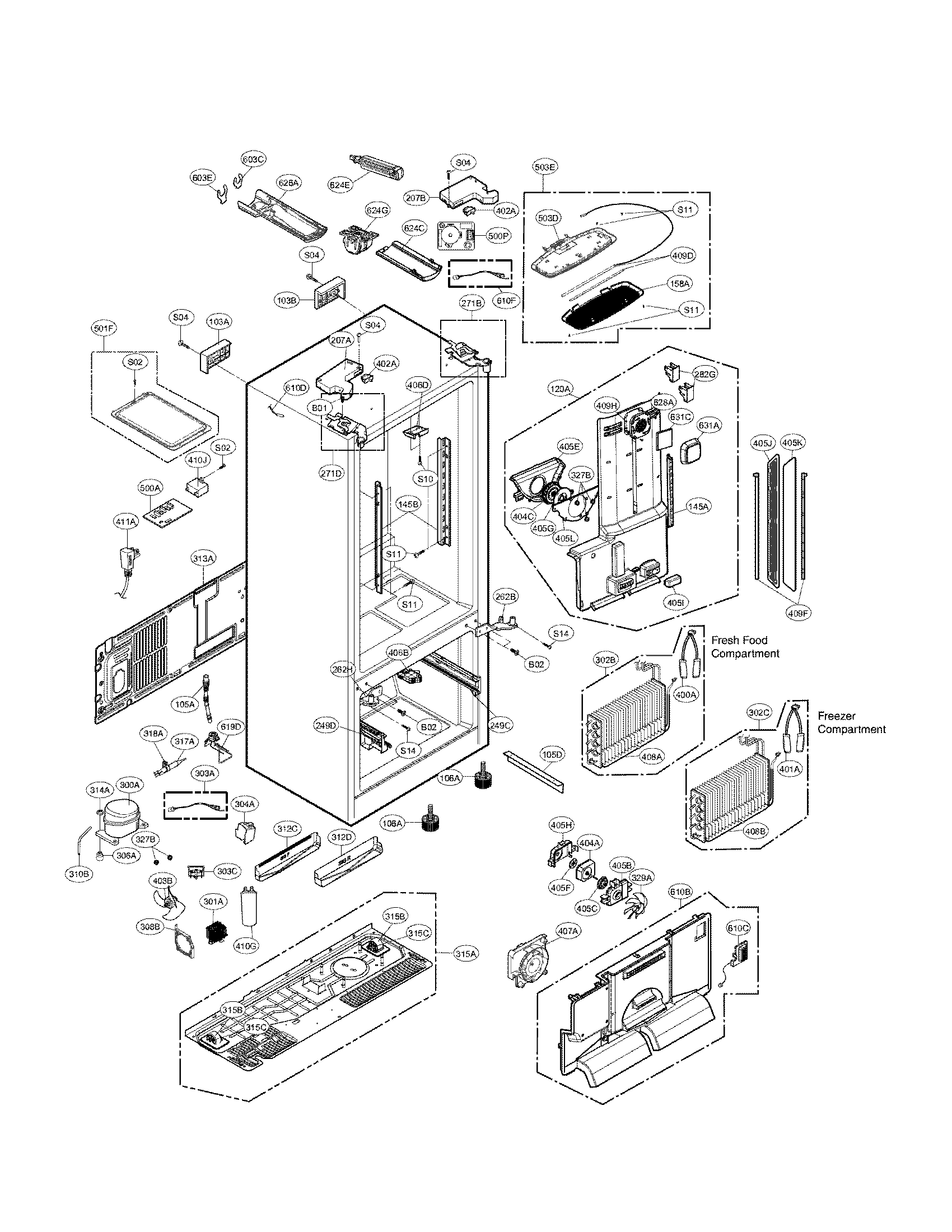 Kenmore Elite 79572062111 case parts diagram