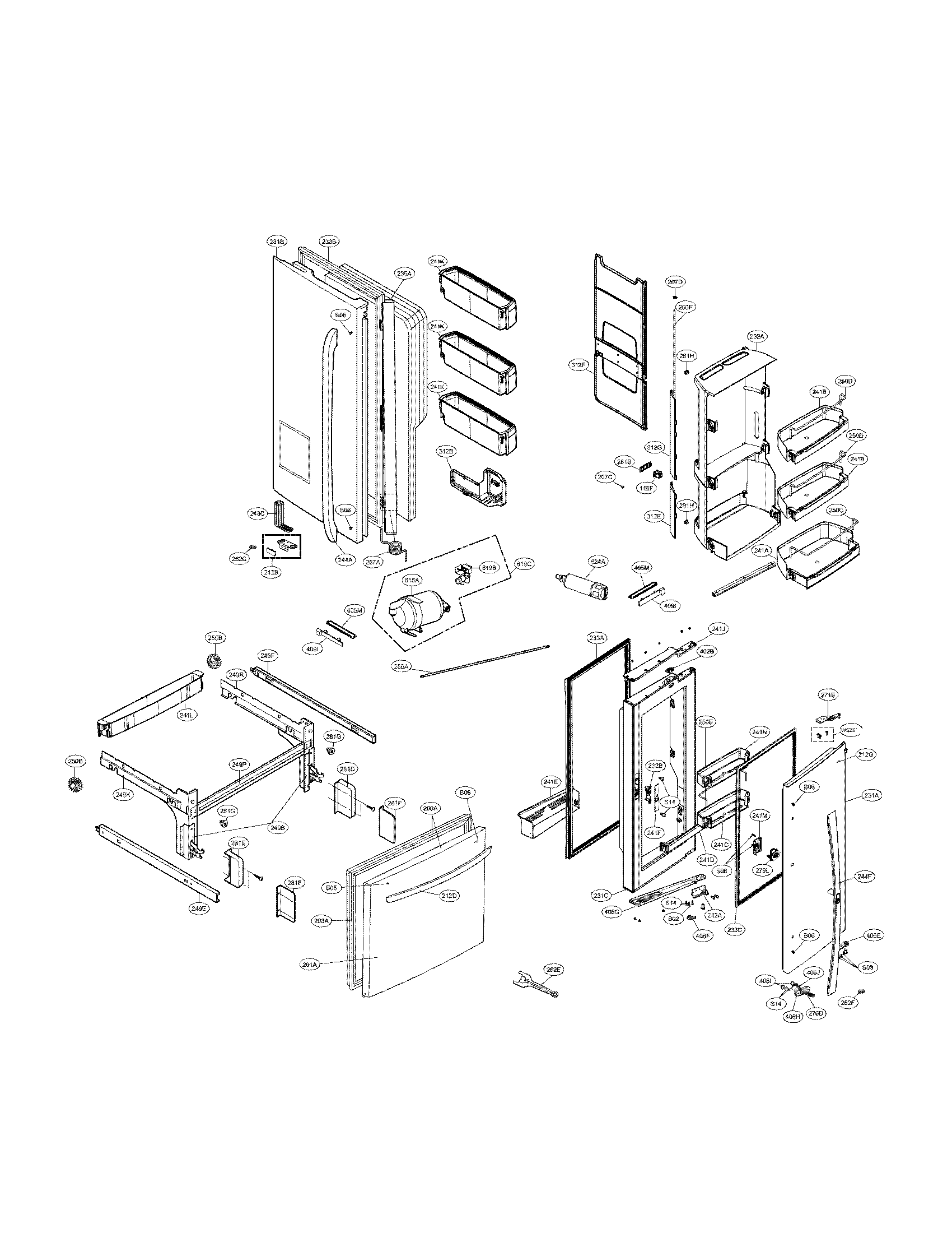 Kenmore Elite 79572062111 door parts diagram