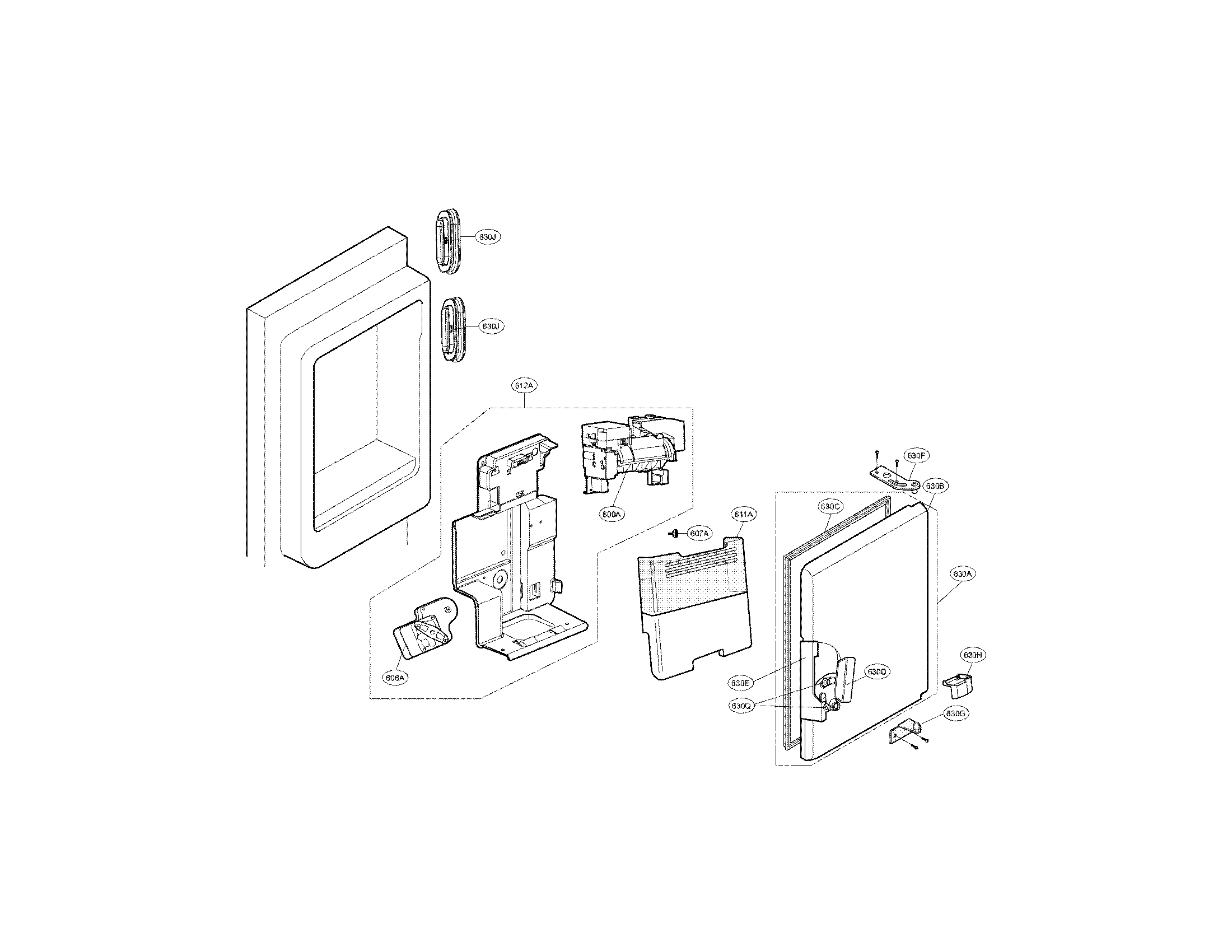 Kenmore Elite 79572062111 ice maker and ice bin parts diagram