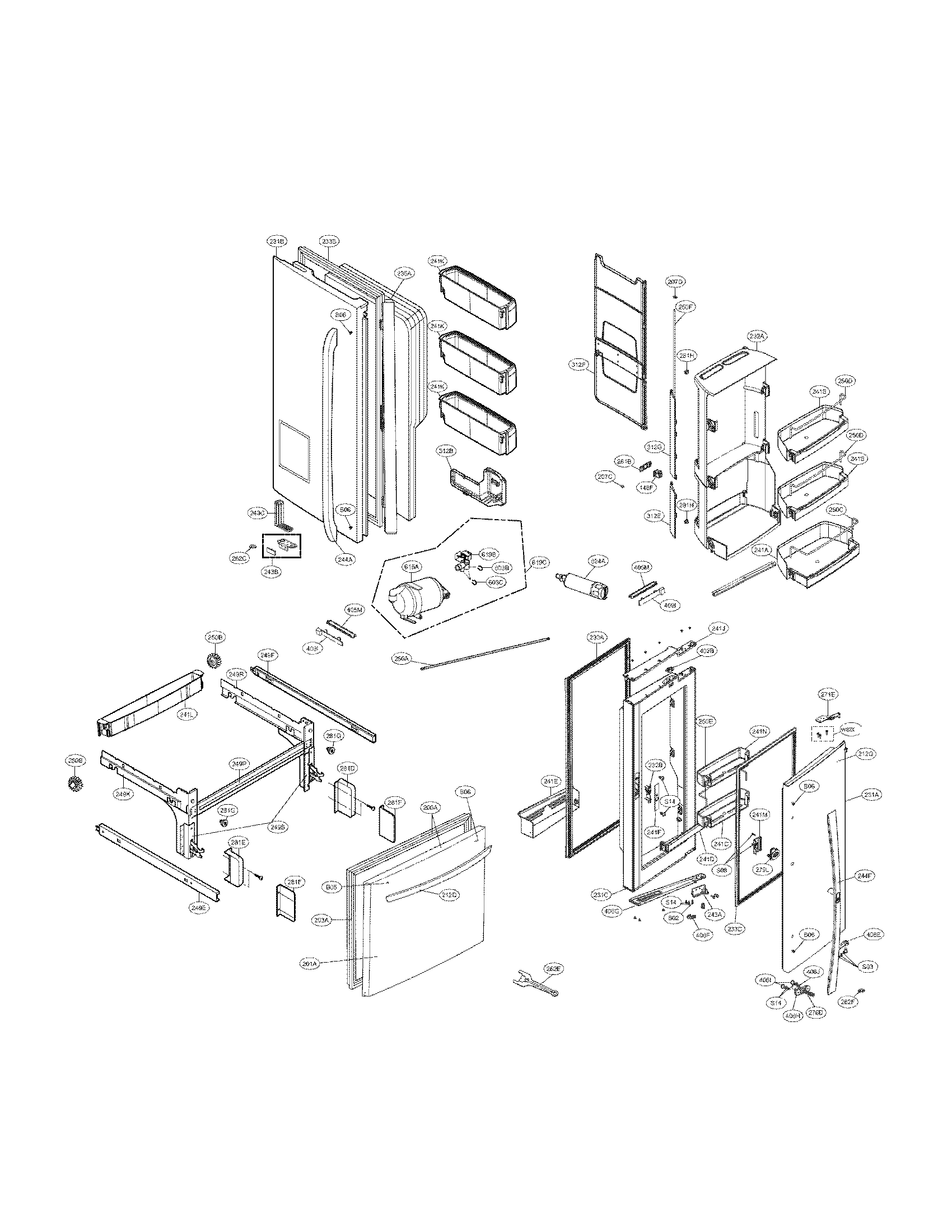 Kenmore Elite 79572063112 door parts diagram