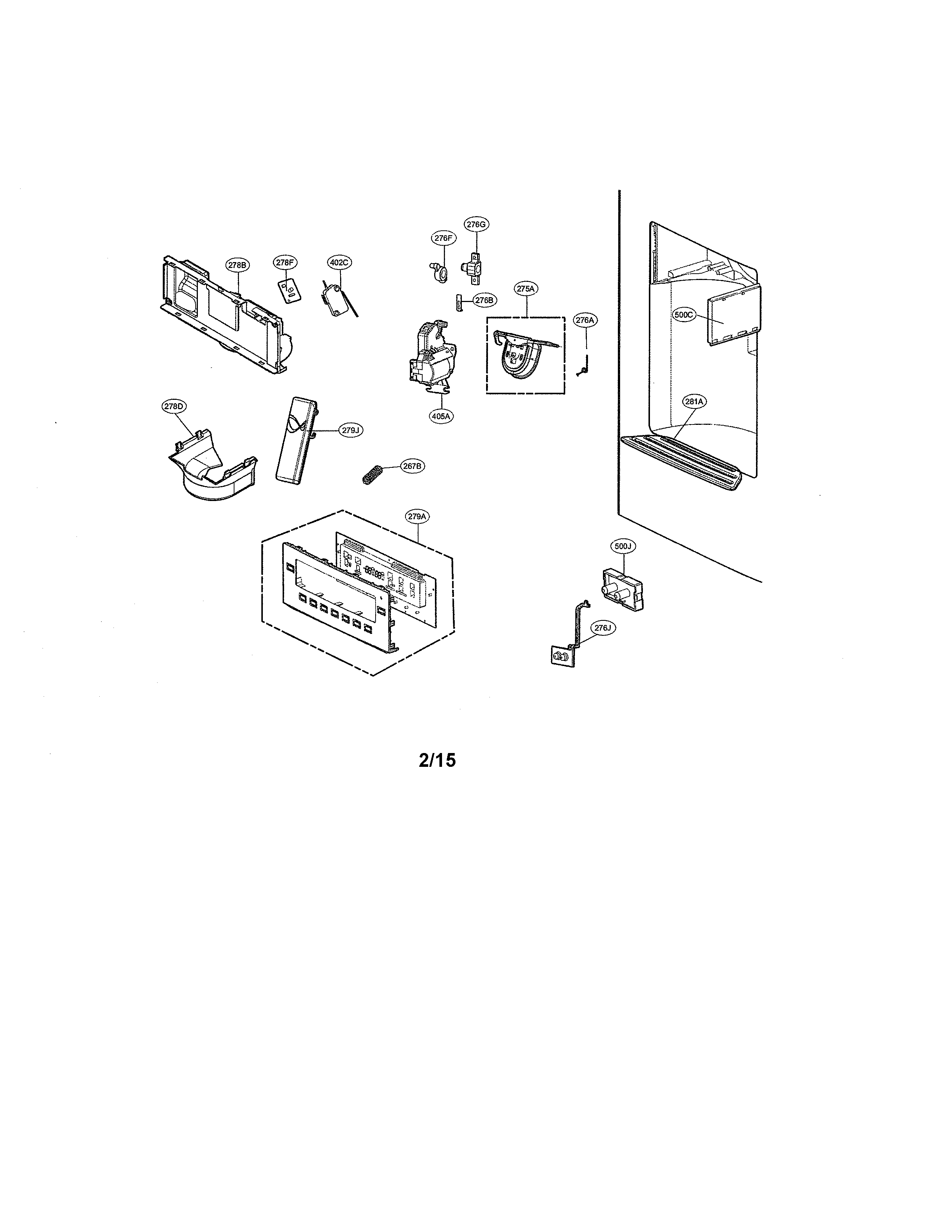Kenmore Elite 79572063112 dispenser parts diagram