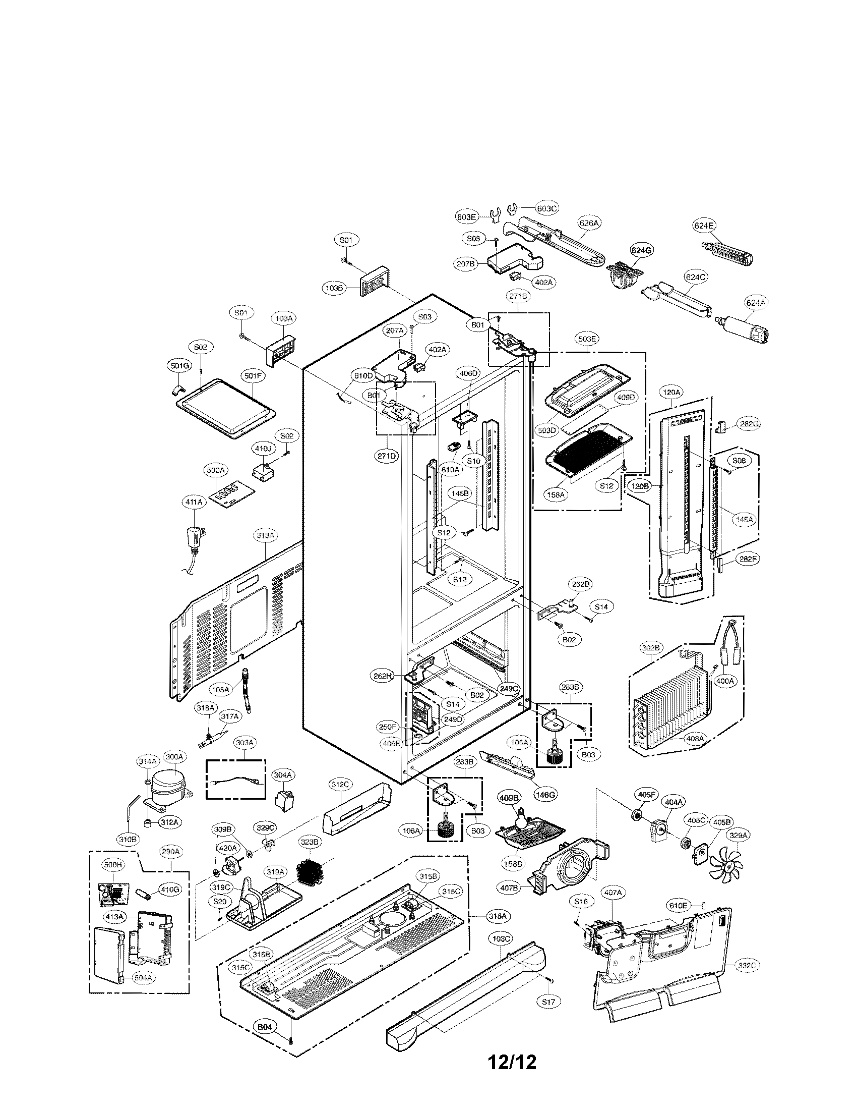 LG LFX21976ST/01 case parts diagram