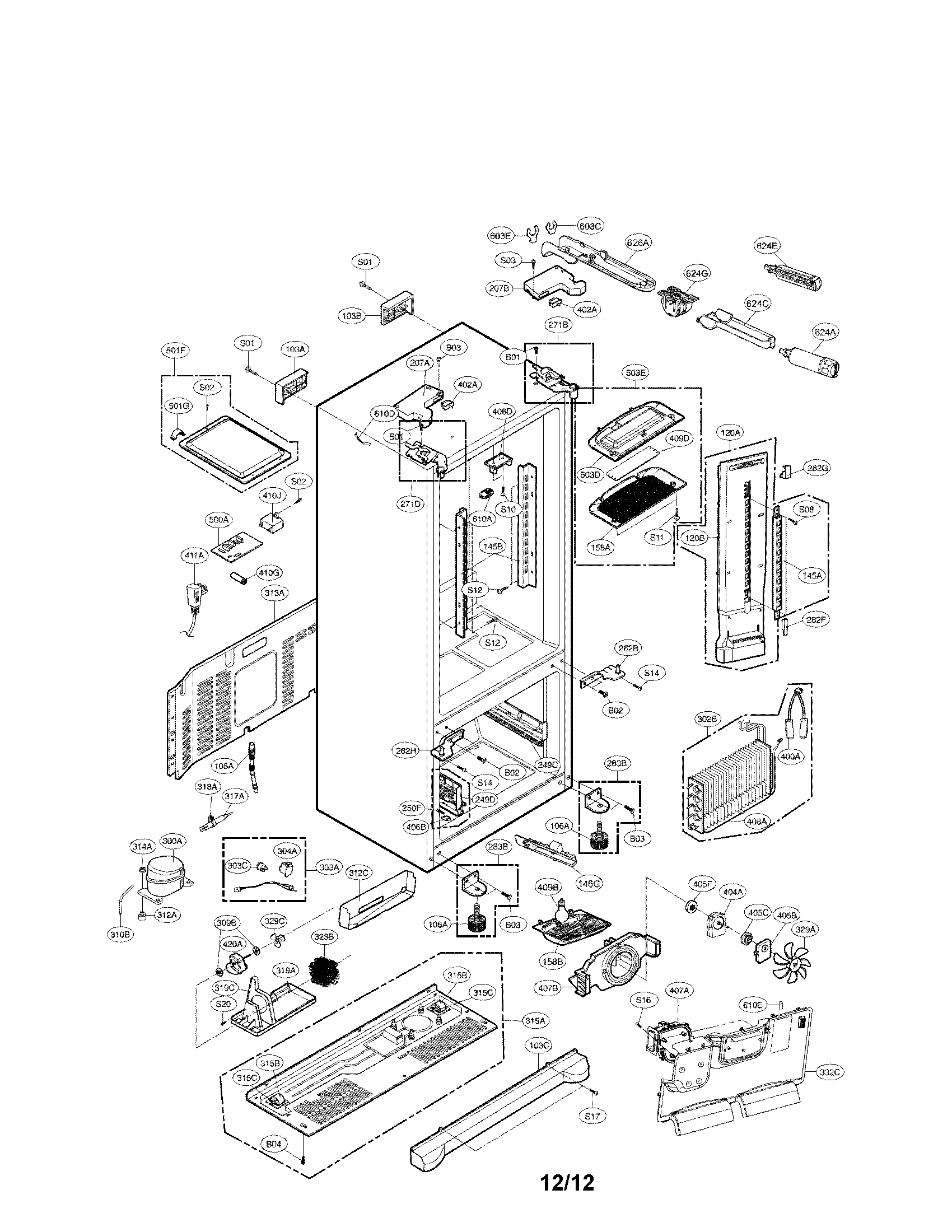 LG LFX21976ST/02 case parts diagram