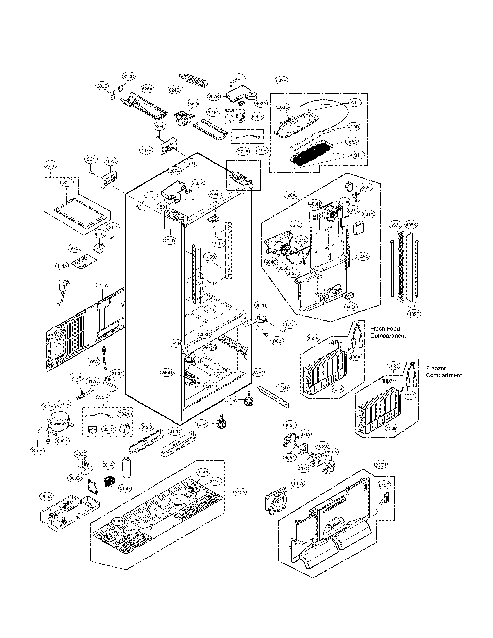 Kenmore Elite 79572052112 case parats diagram