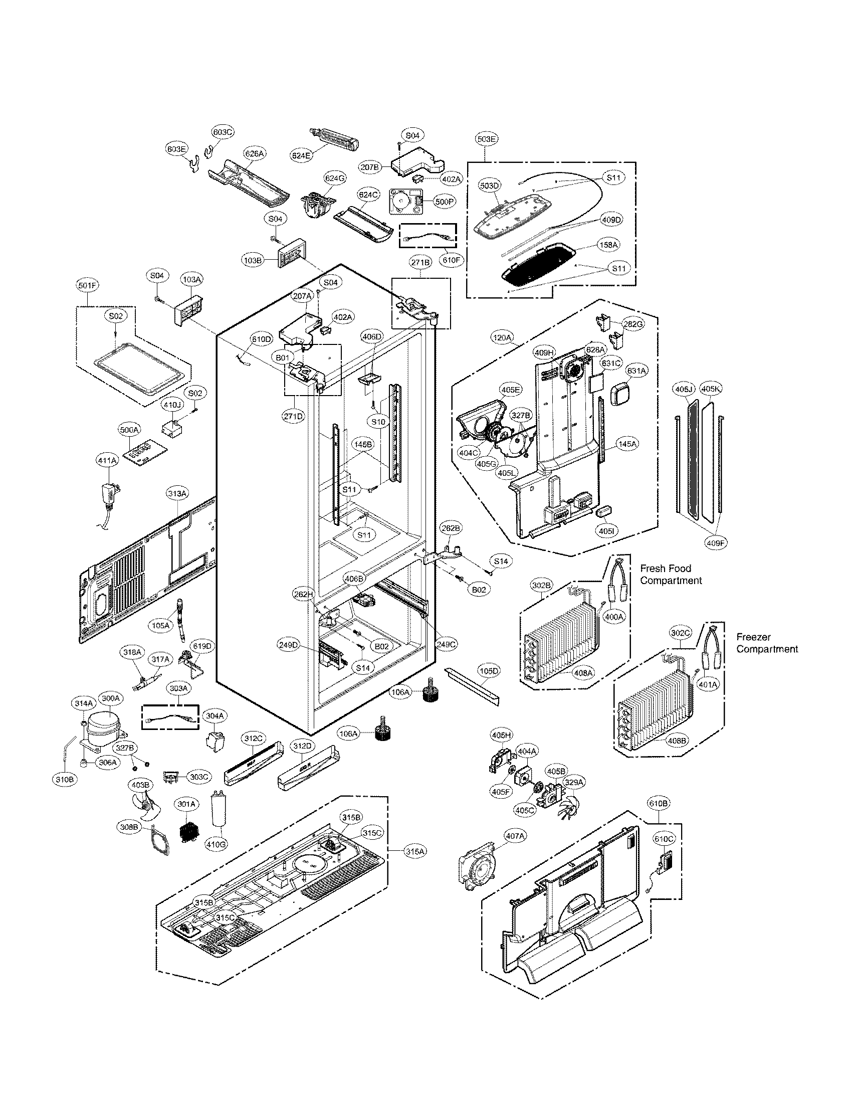 Kenmore Elite 79572059111 case parats diagram