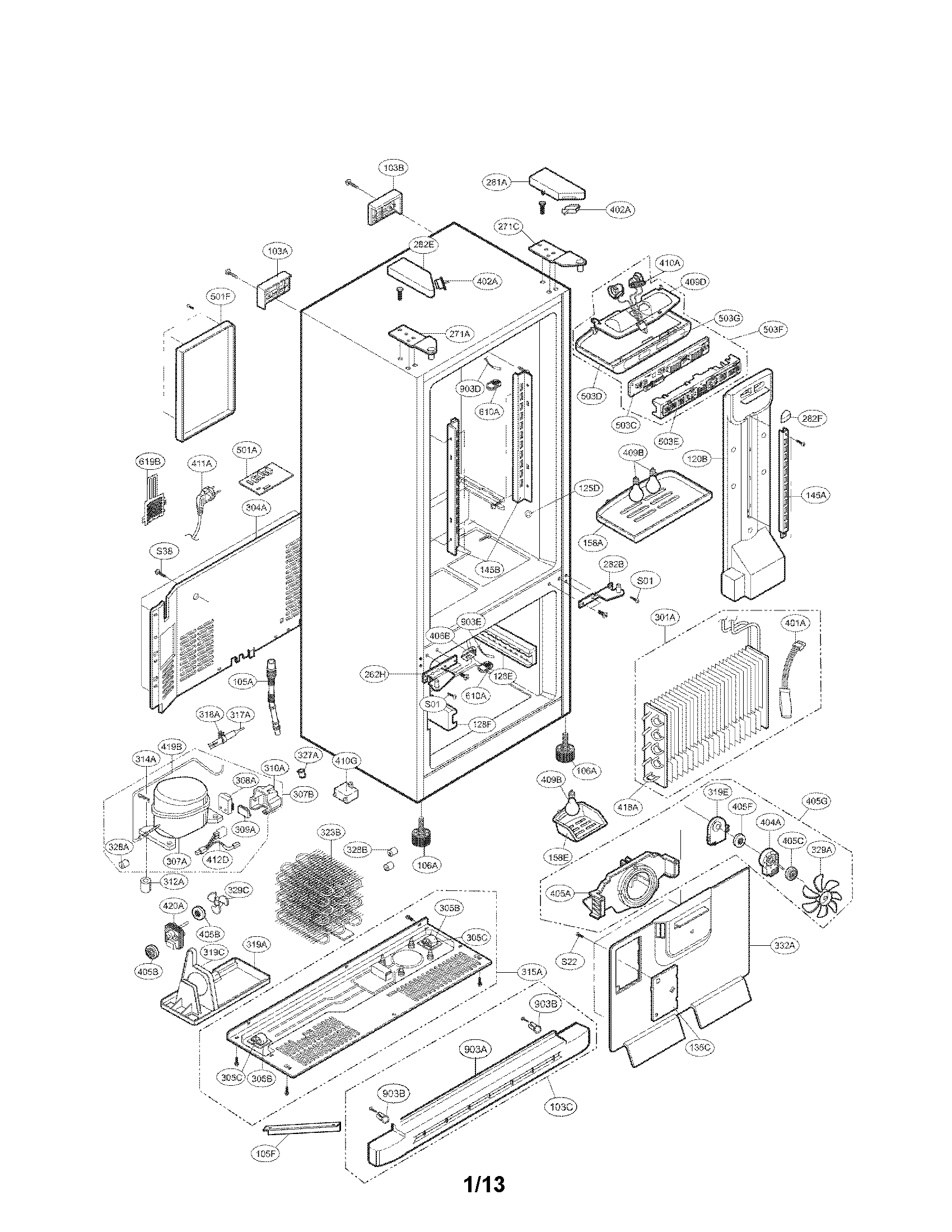 Kenmore 79577309601 case parts diagram