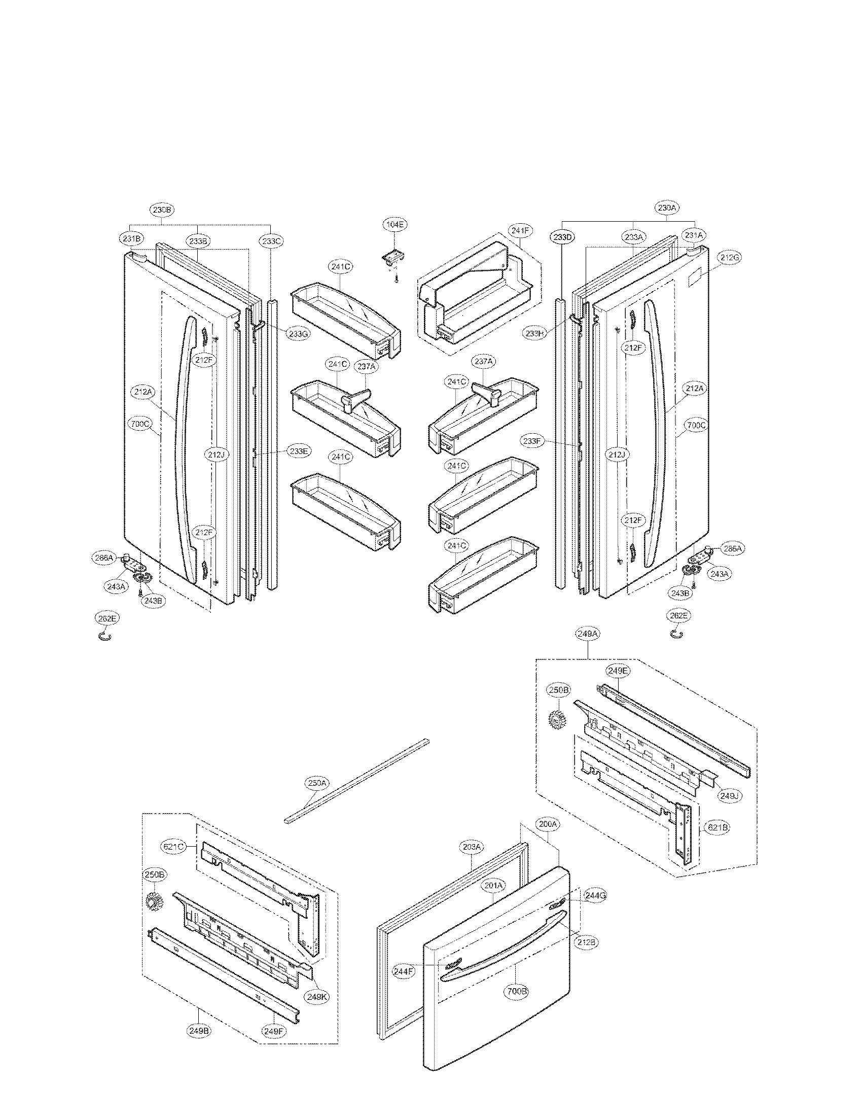 Kenmore 79577309601 door parts diagram