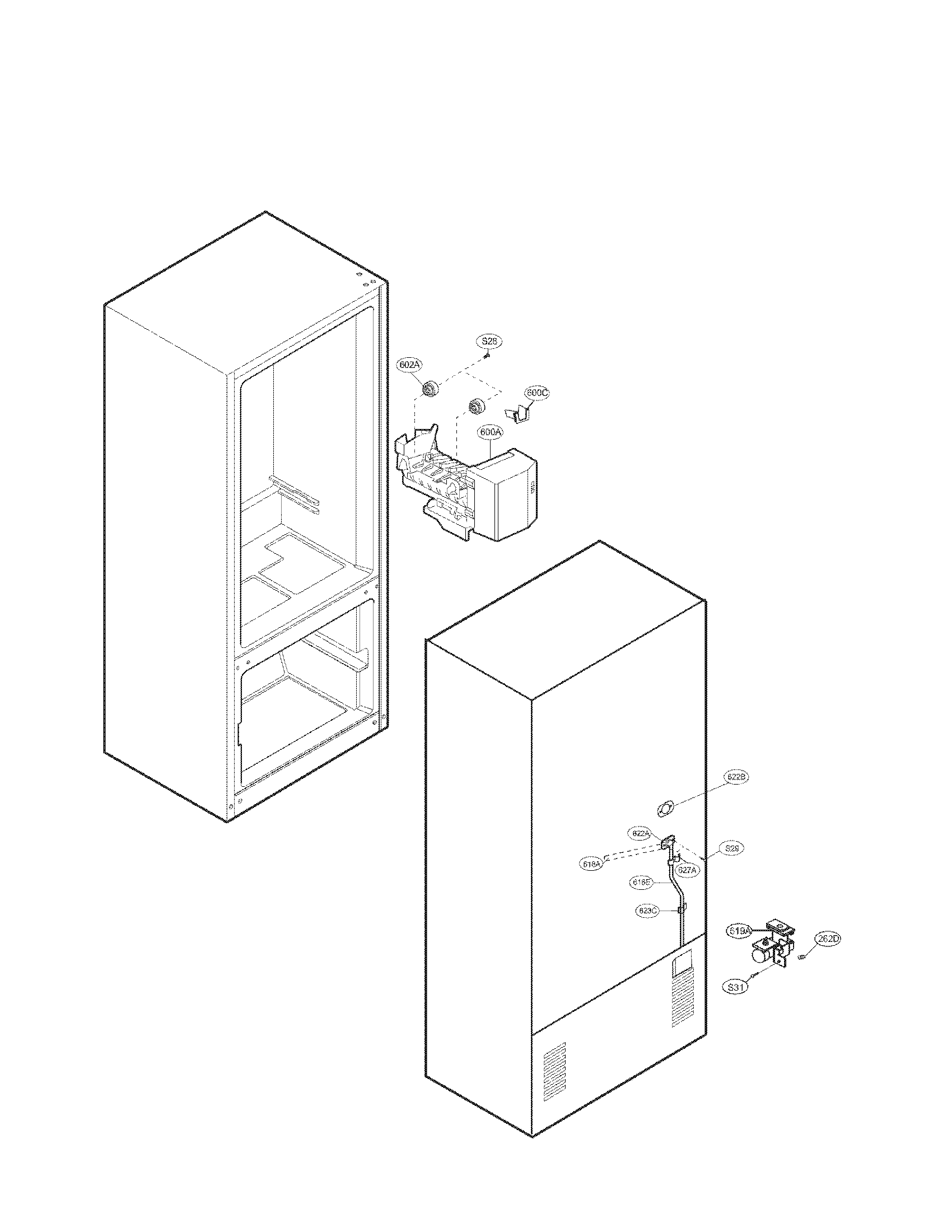 Kenmore 79577309601 ice maker parts diagram