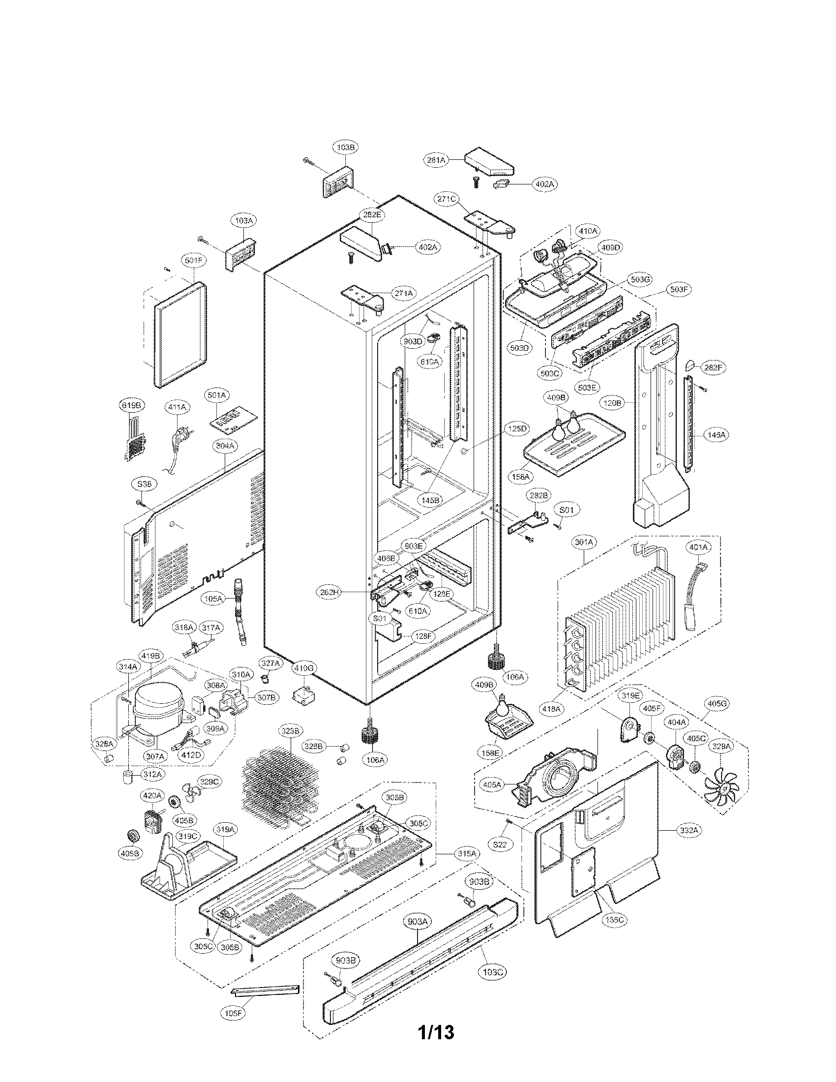 Kenmore 79577306601 case parts diagram