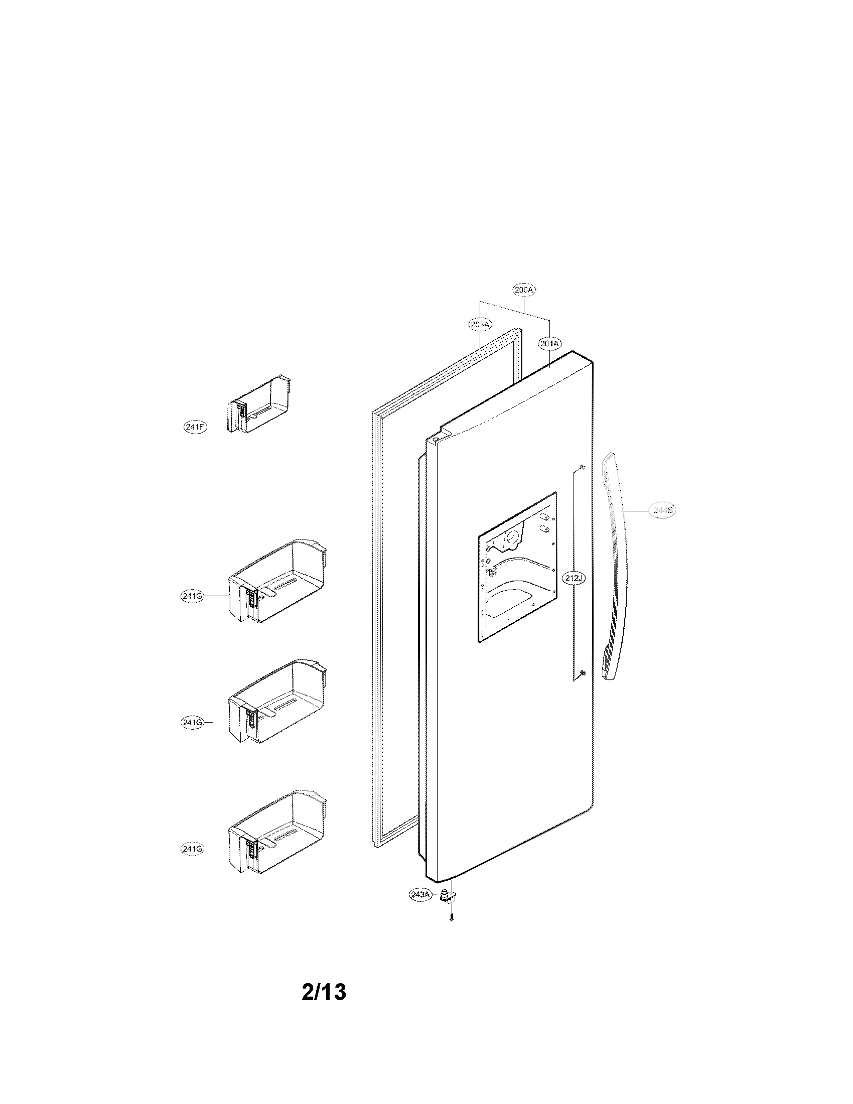 Kenmore 79551313014 freezer door parts diagram