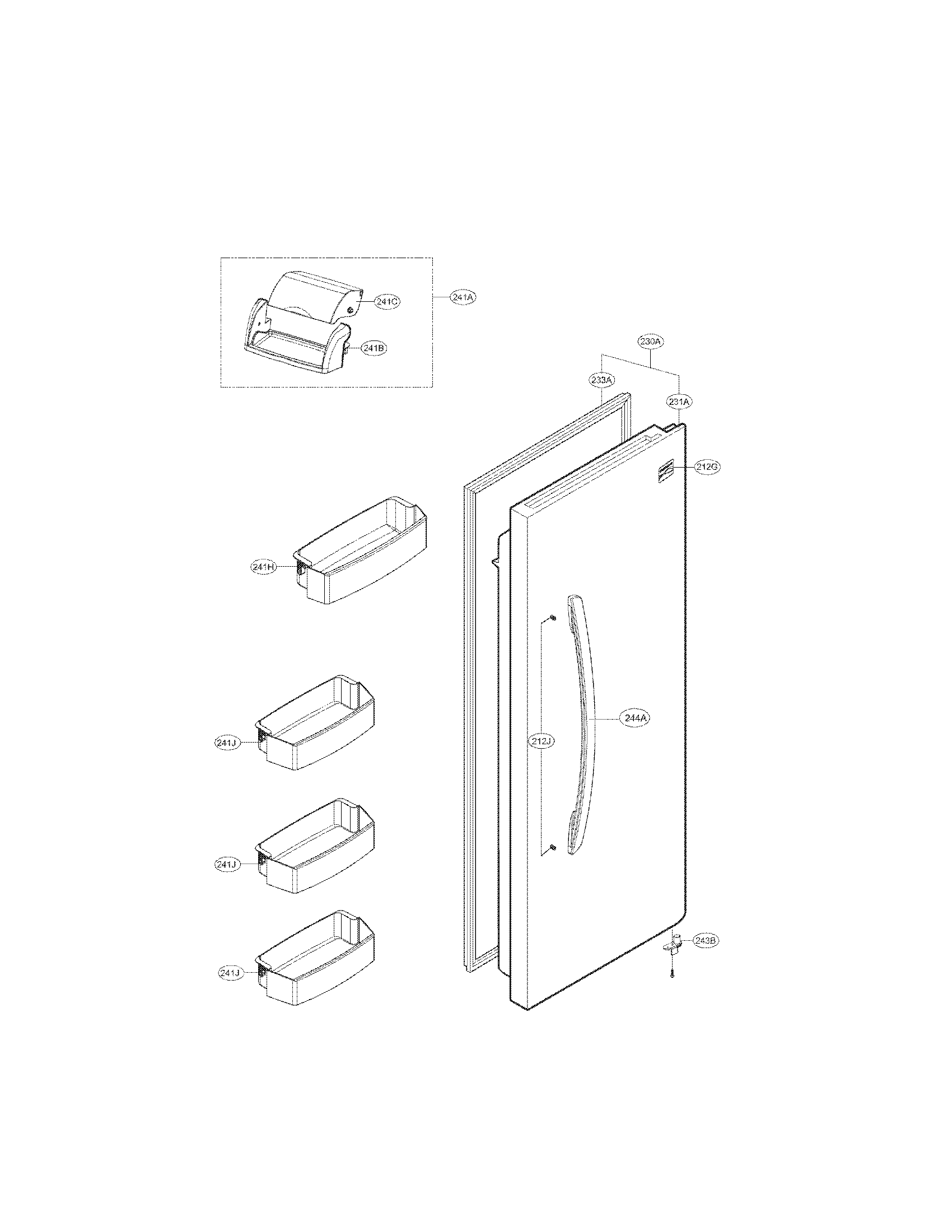 Kenmore 79551313014 refrigerator door parts diagram