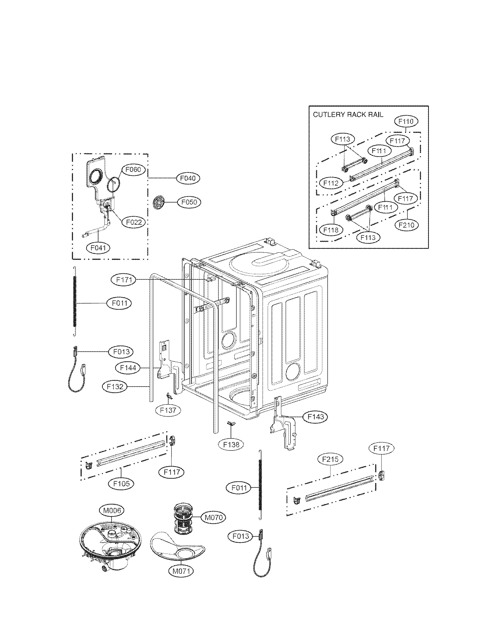 LG LDF7561ST tub assembly parts diagram