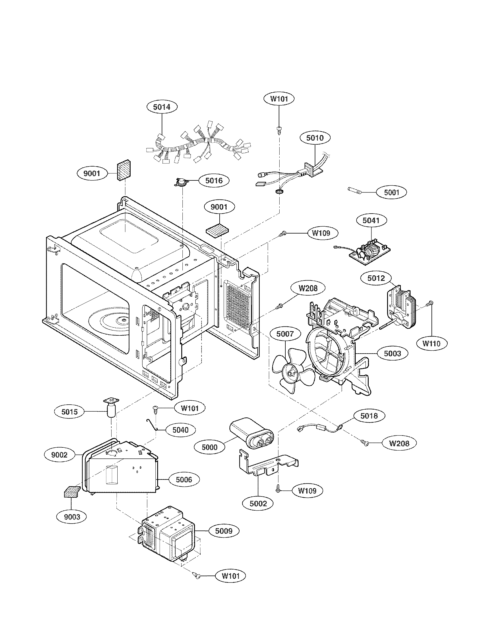 Kenmore 72166227011 interior parts diagram