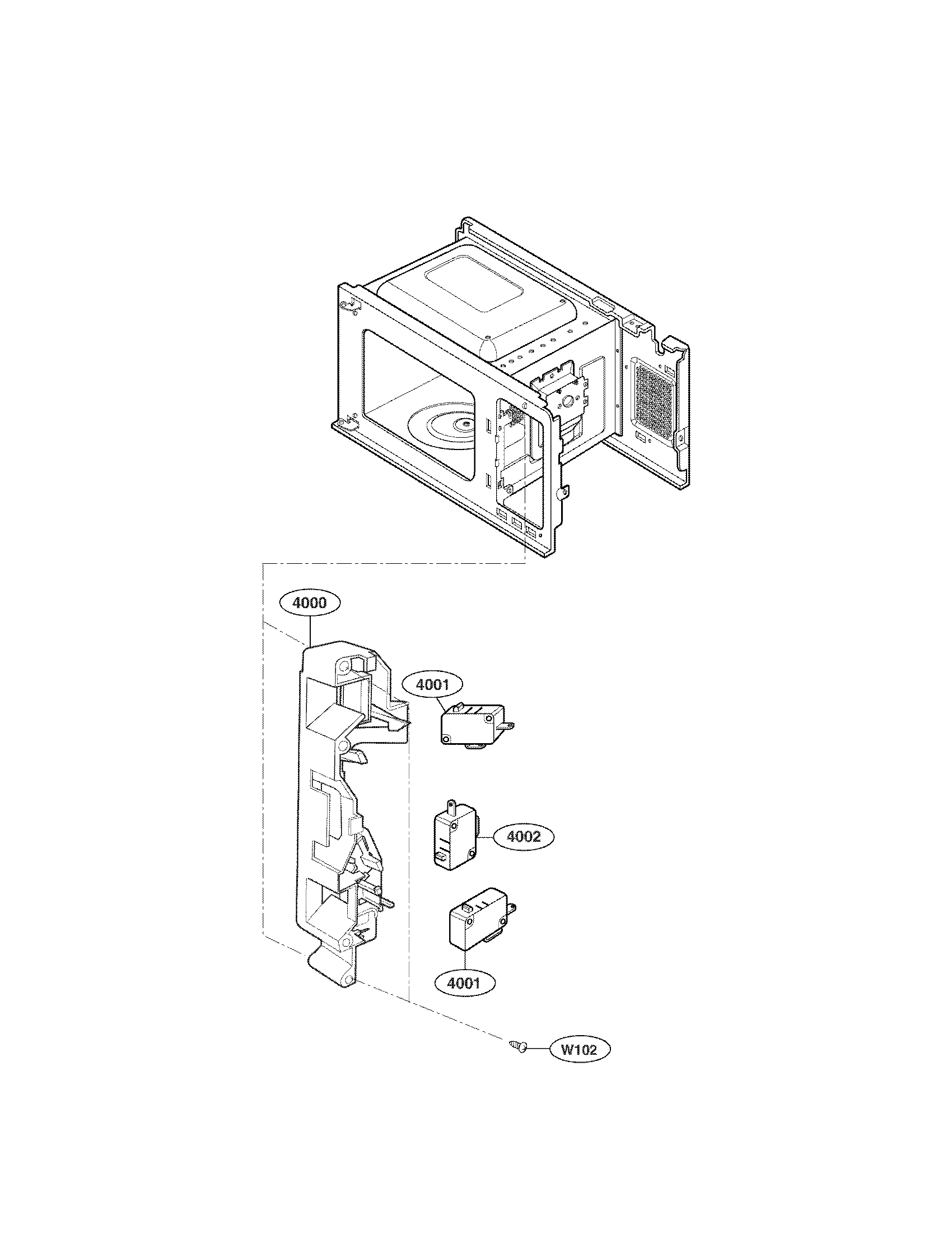 Kenmore 72166222011 latch board parts diagram