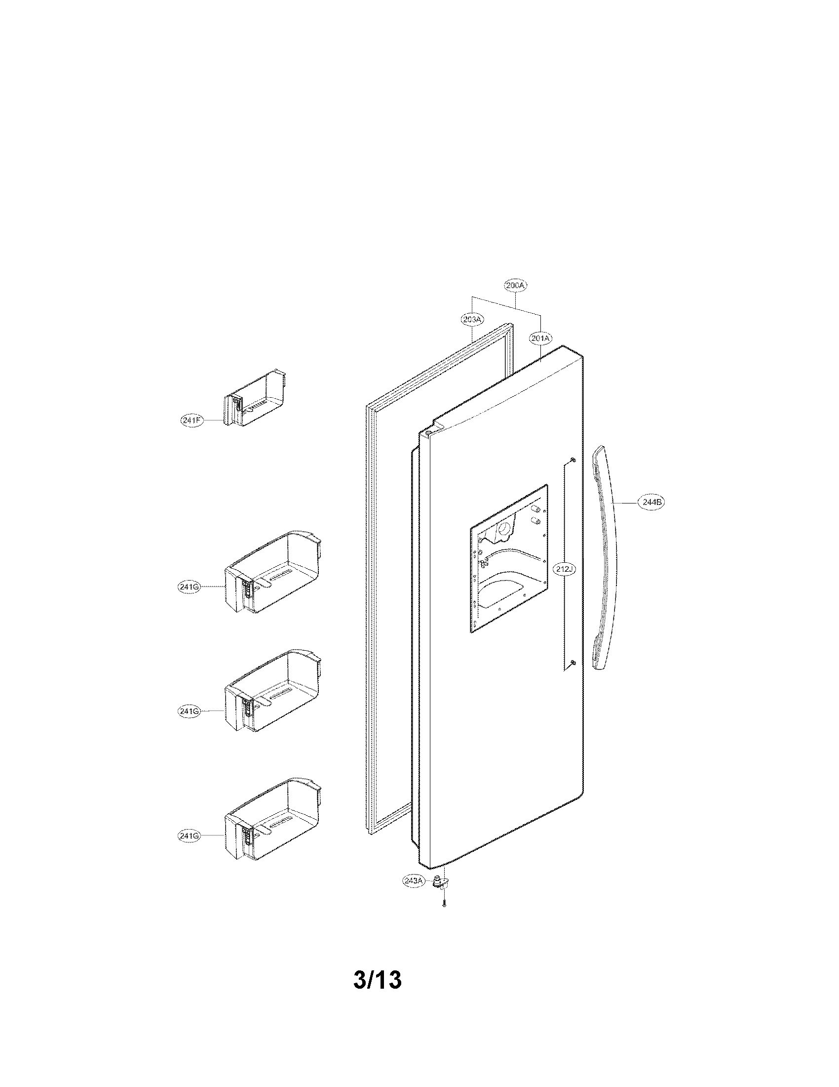 Kenmore 79551314012 freezer door parts diagram