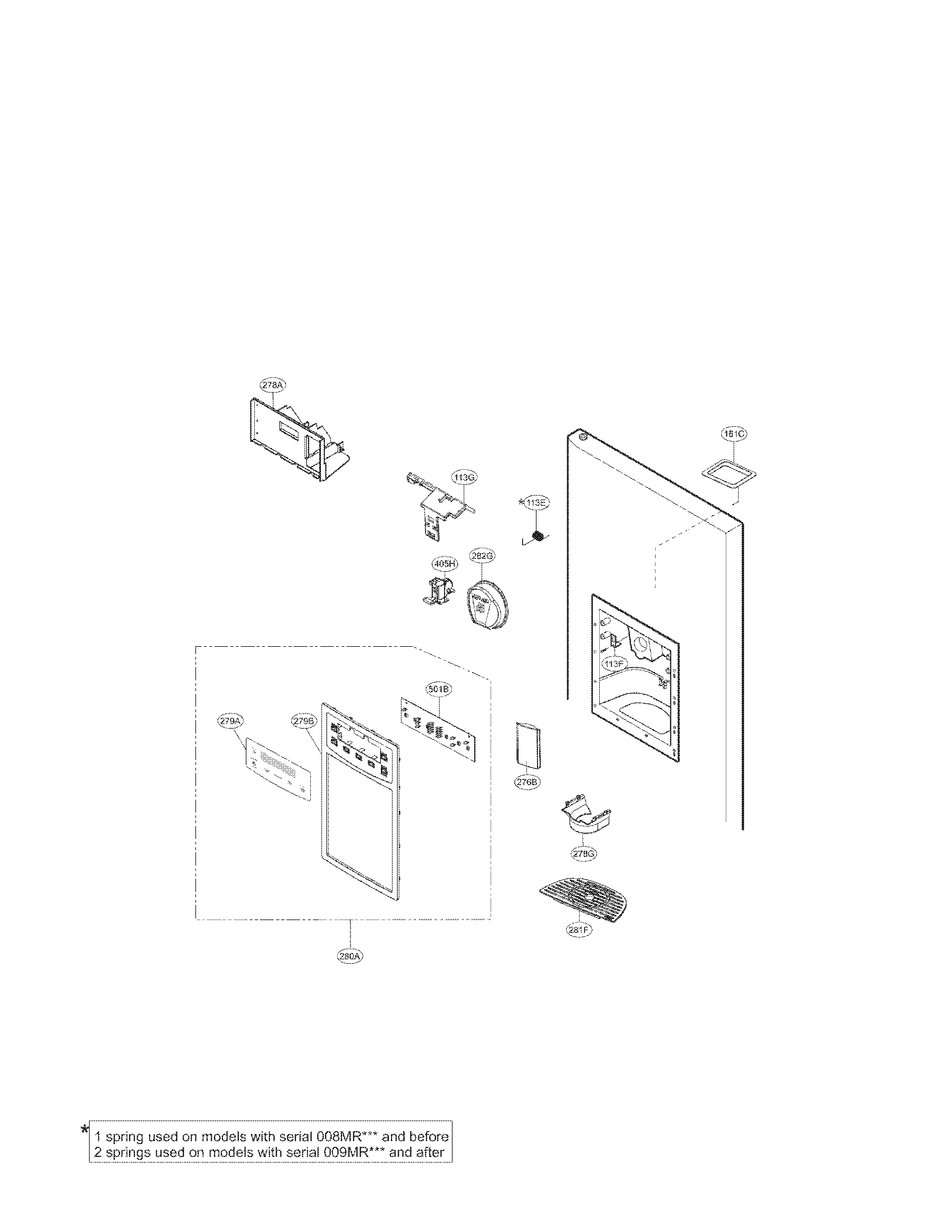 Kenmore 79551314012 dispenser parts diagram