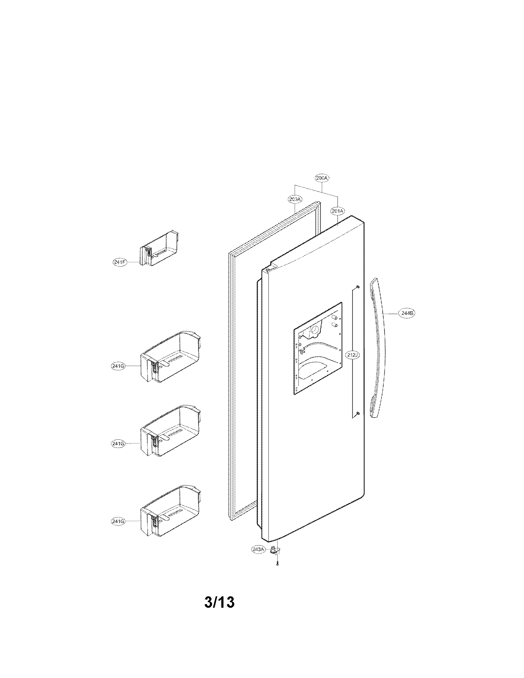 Kenmore 79551316012 freezer door parts diagram