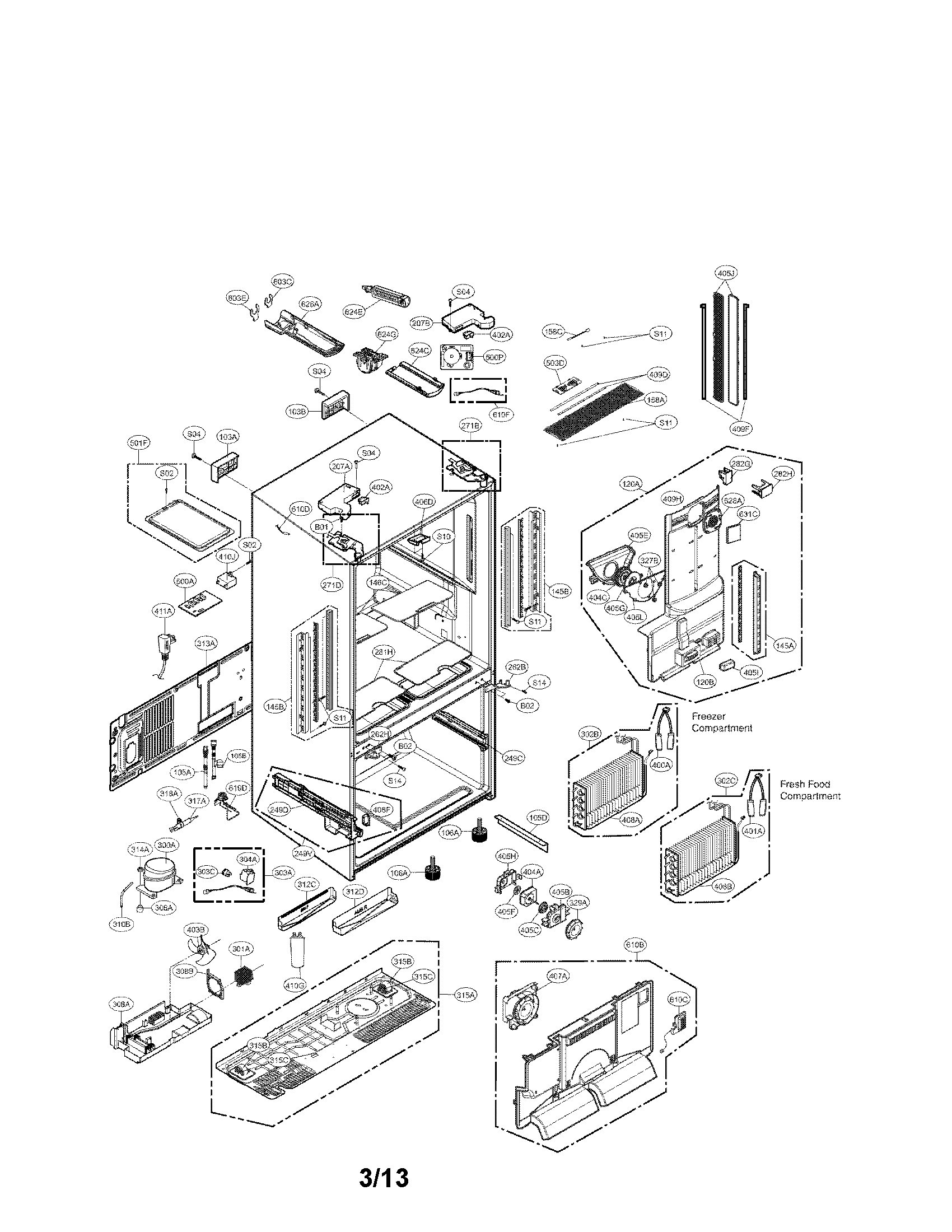 LG LFX33975ST/01 case parts diagram