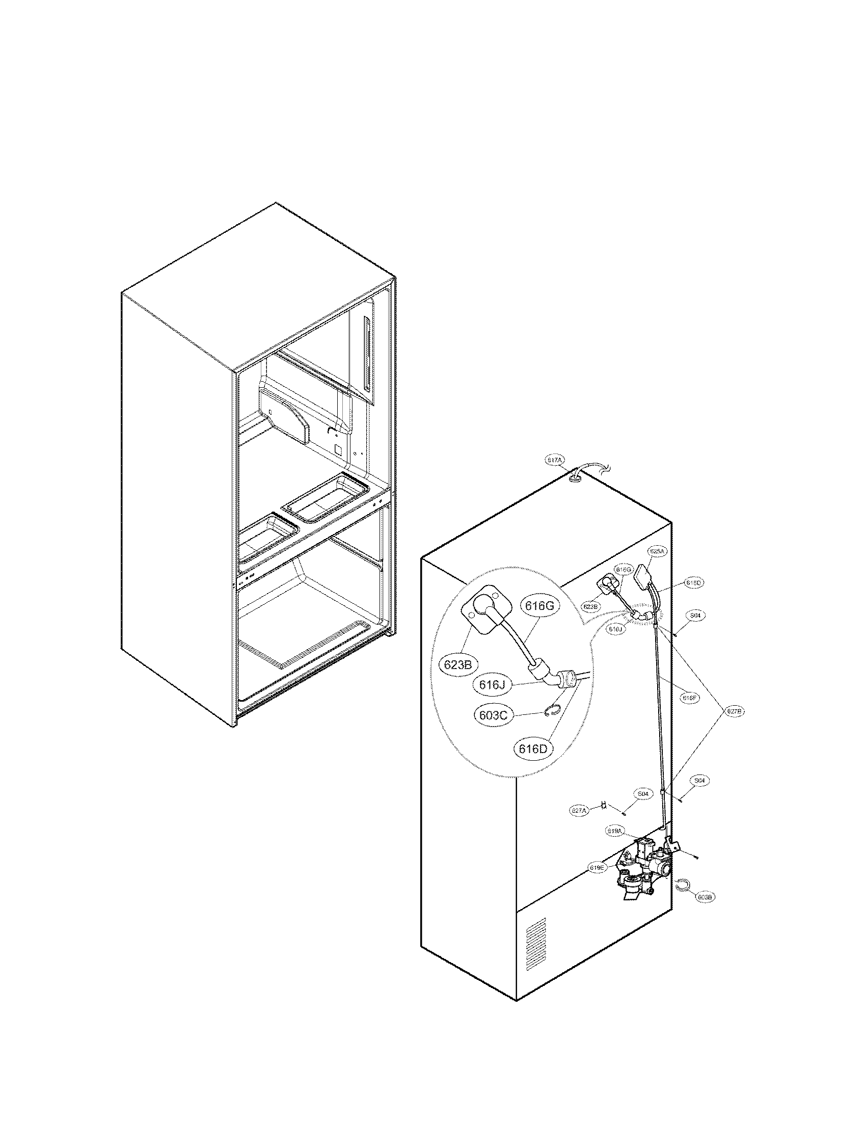 LG LFX33975ST/01 valve and water tube parts diagram