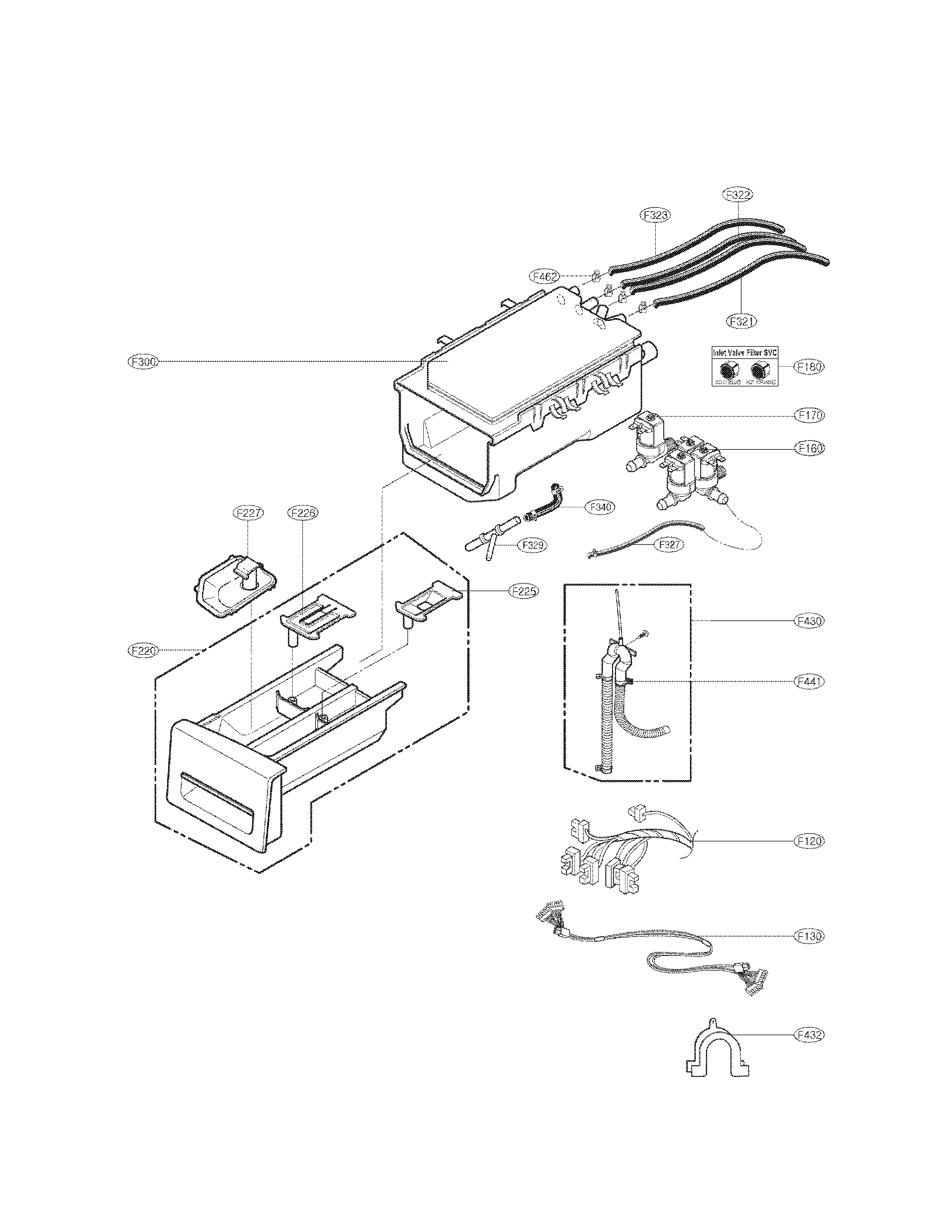 Kenmore Elite 79641072310 dispenser assembly parts diagram