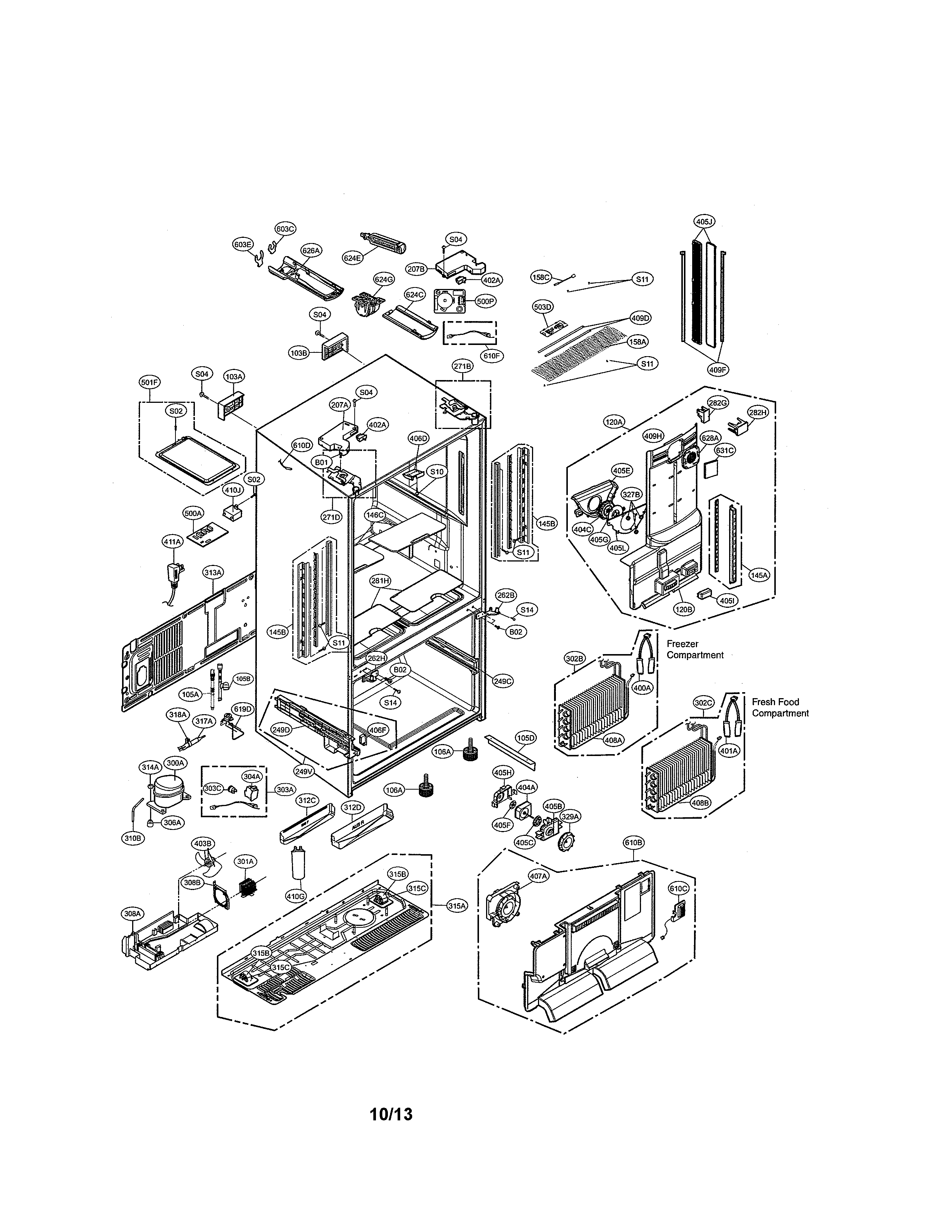 Kenmore Elite 79572093310 case parts diagram